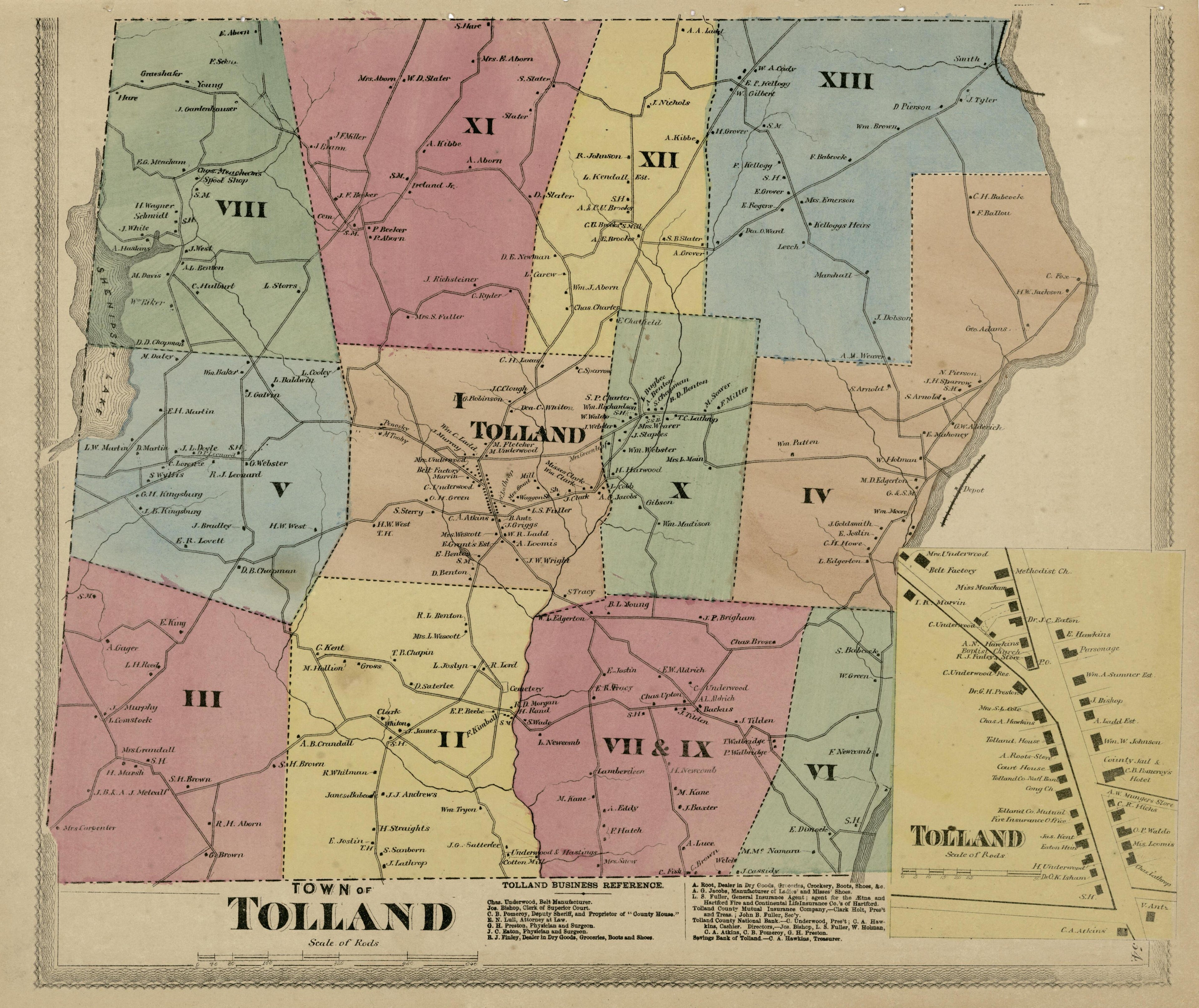 Town of Tolland from Atlas of Hartford and Tolland Counties : With a Map of Connecticut, from Actual Surveys 1869 by Relic Map Company
