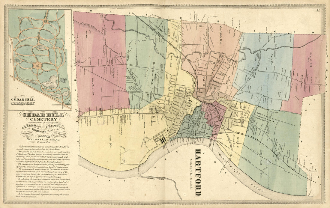 Hartford from Atlas of Hartford and Tolland Counties : With a Map of Connecticut, from Actual Surveys 1869 by Relic Map Company