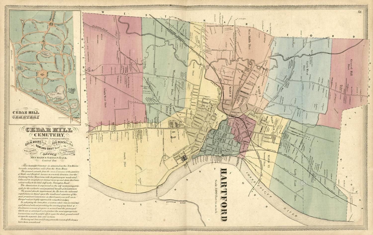 Hartford from Atlas of Hartford and Tolland Counties : With a Map of Connecticut, from Actual Surveys 1869 by Relic Map Company