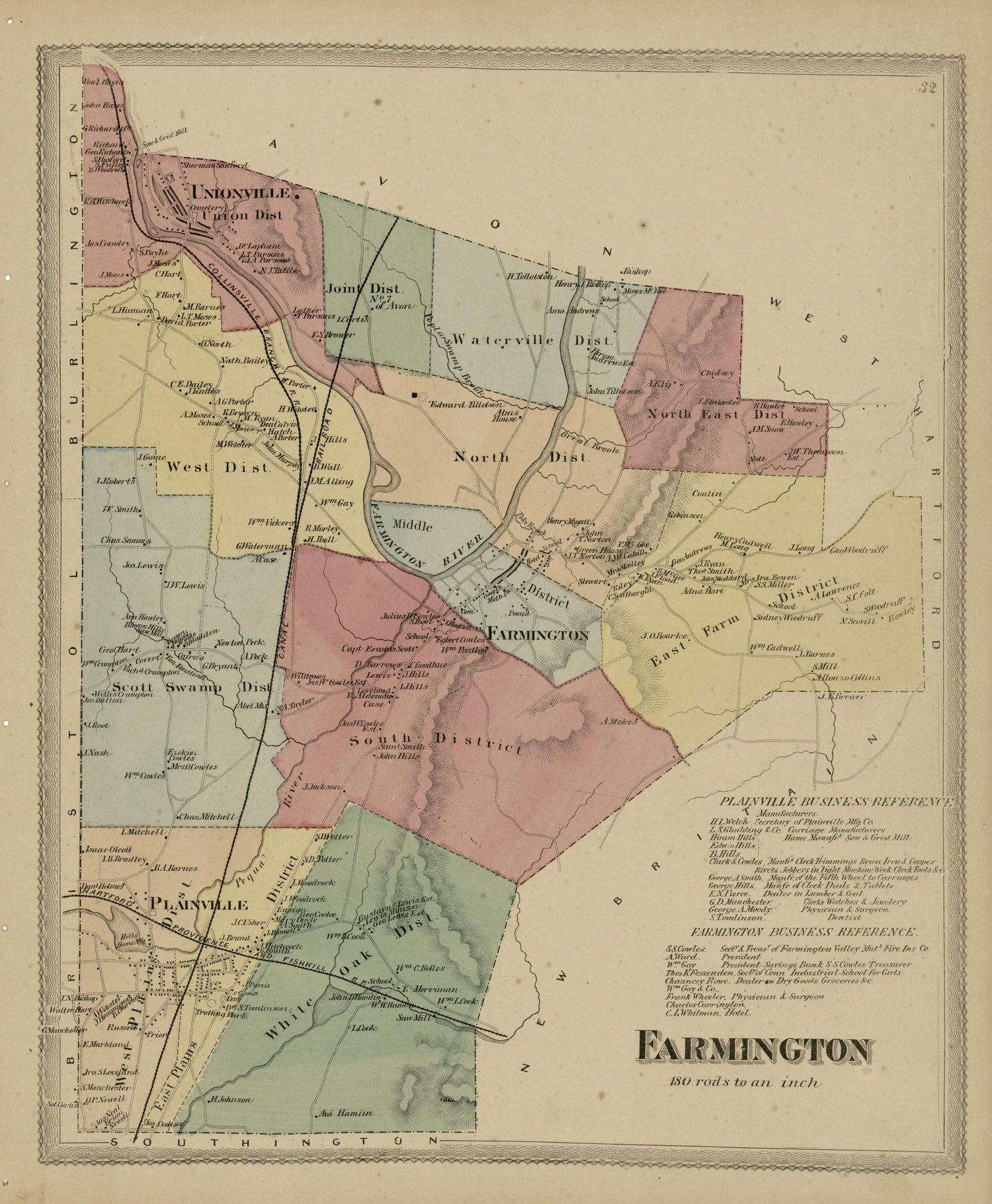 Farmington from Atlas of Hartford and Tolland Counties : With a Map of Connecticut, from Actual Surveys 1869 by Relic Map Company