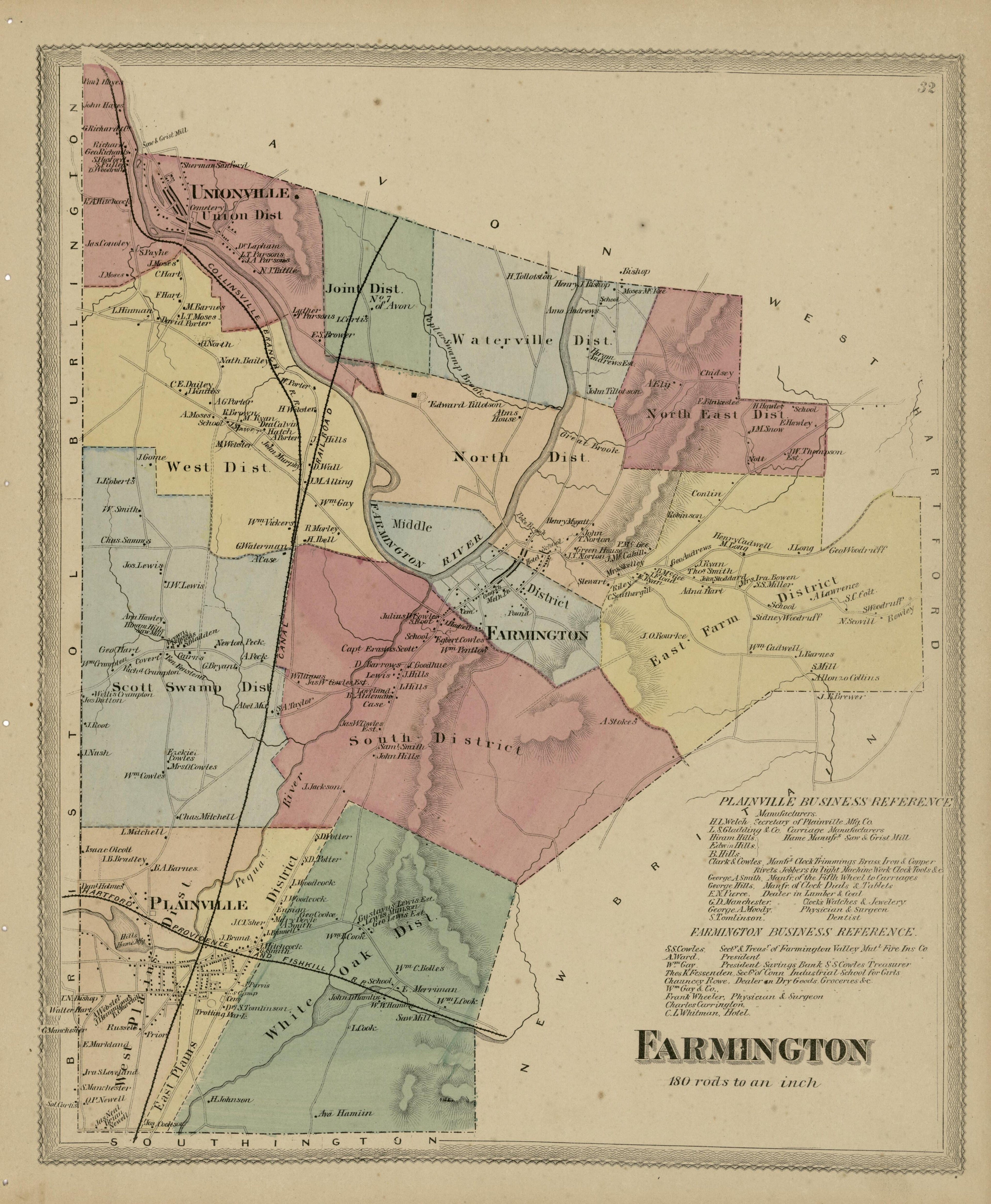 Farmington from Atlas of Hartford and Tolland Counties : With a Map of Connecticut, from Actual Surveys 1869 by Relic Map Company