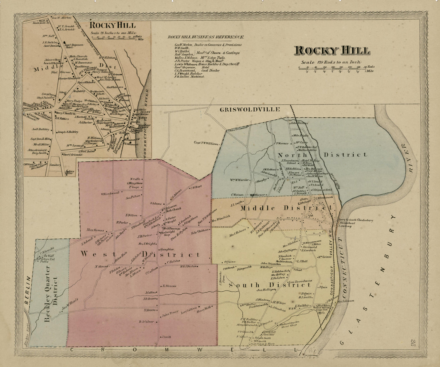 Rocky Hill from Atlas of Hartford and Tolland Counties : With a Map of Connecticut, from Actual Surveys 1869 by Relic Map Company