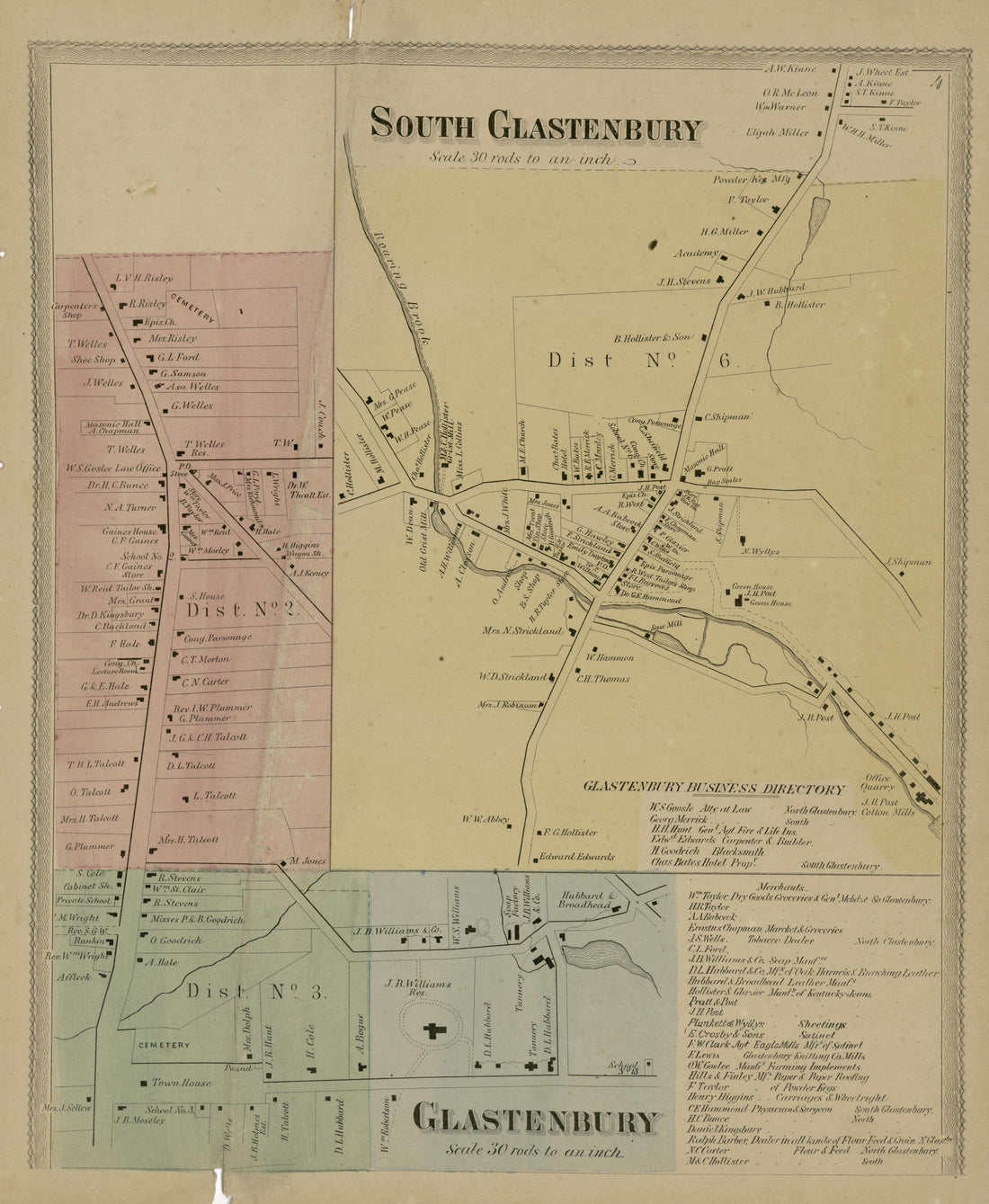 South Glastenbury from Atlas of Hartford and Tolland Counties : With a Map of Connecticut, from Actual Surveys 1869 by Relic Map Company