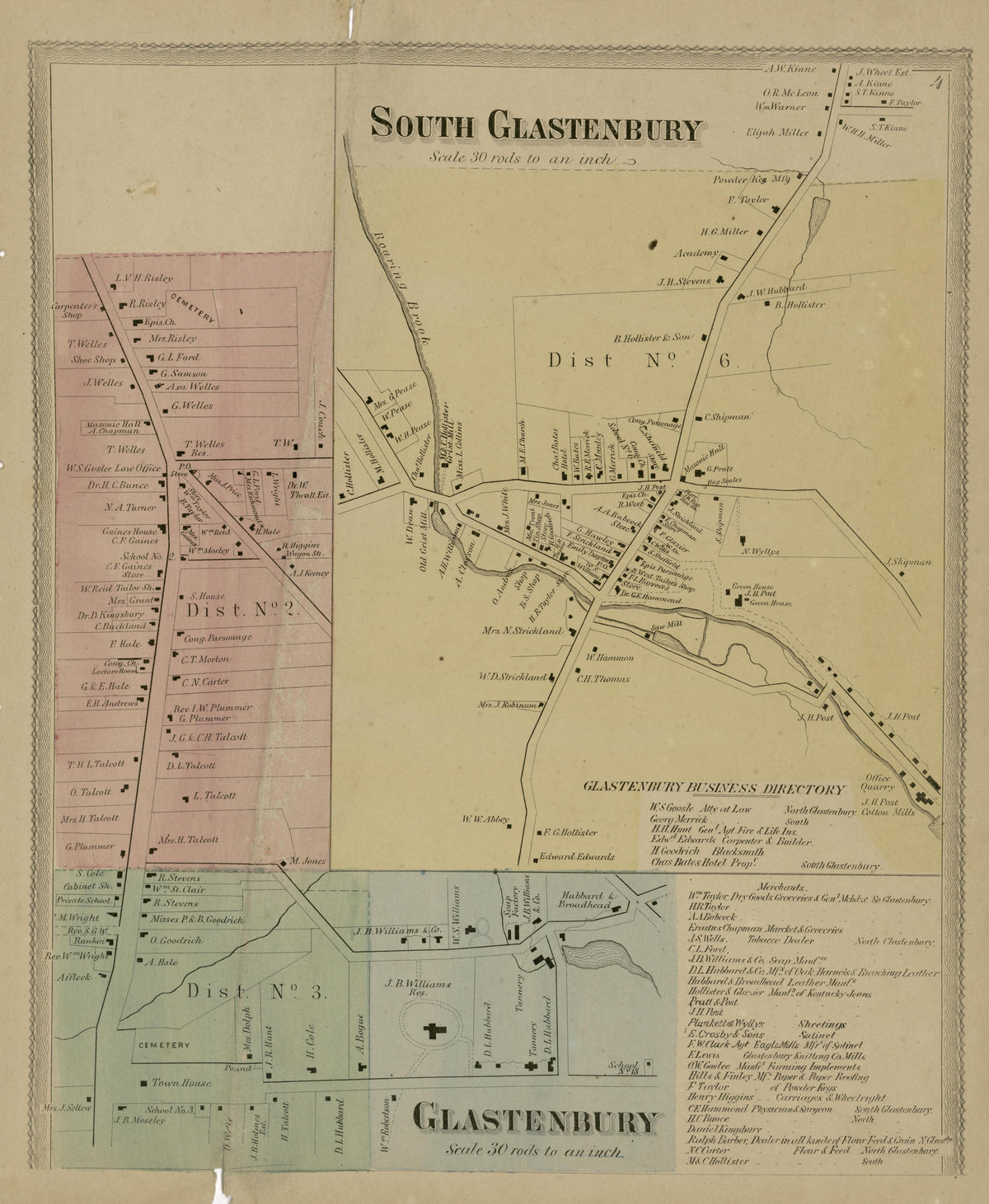 South Glastenbury from Atlas of Hartford and Tolland Counties : With a Map of Connecticut, from Actual Surveys 1869 by Relic Map Company