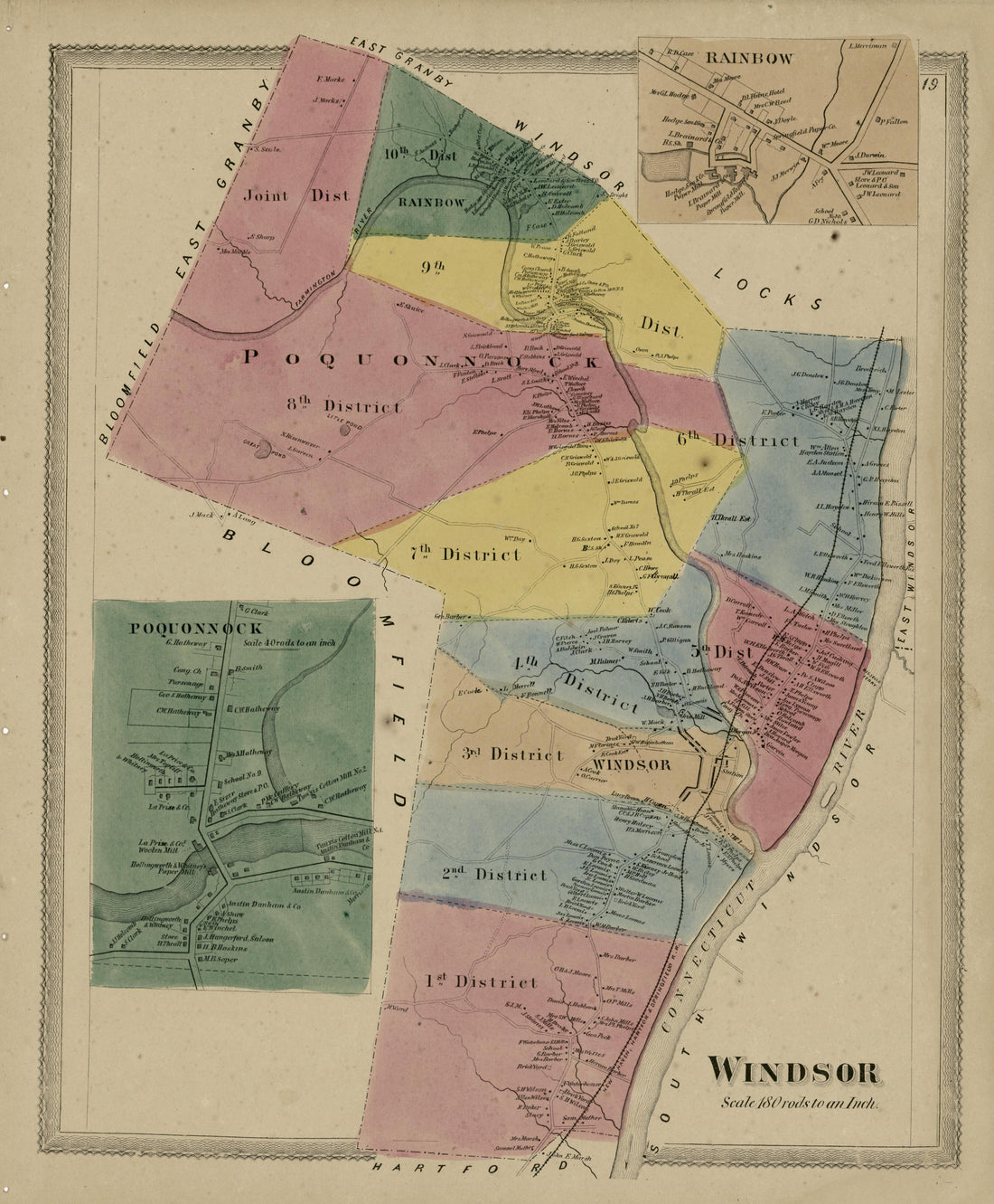 Windsor from Atlas of Hartford and Tolland Counties : With a Map of Connecticut, from Actual Surveys 1869 by Relic Map Company