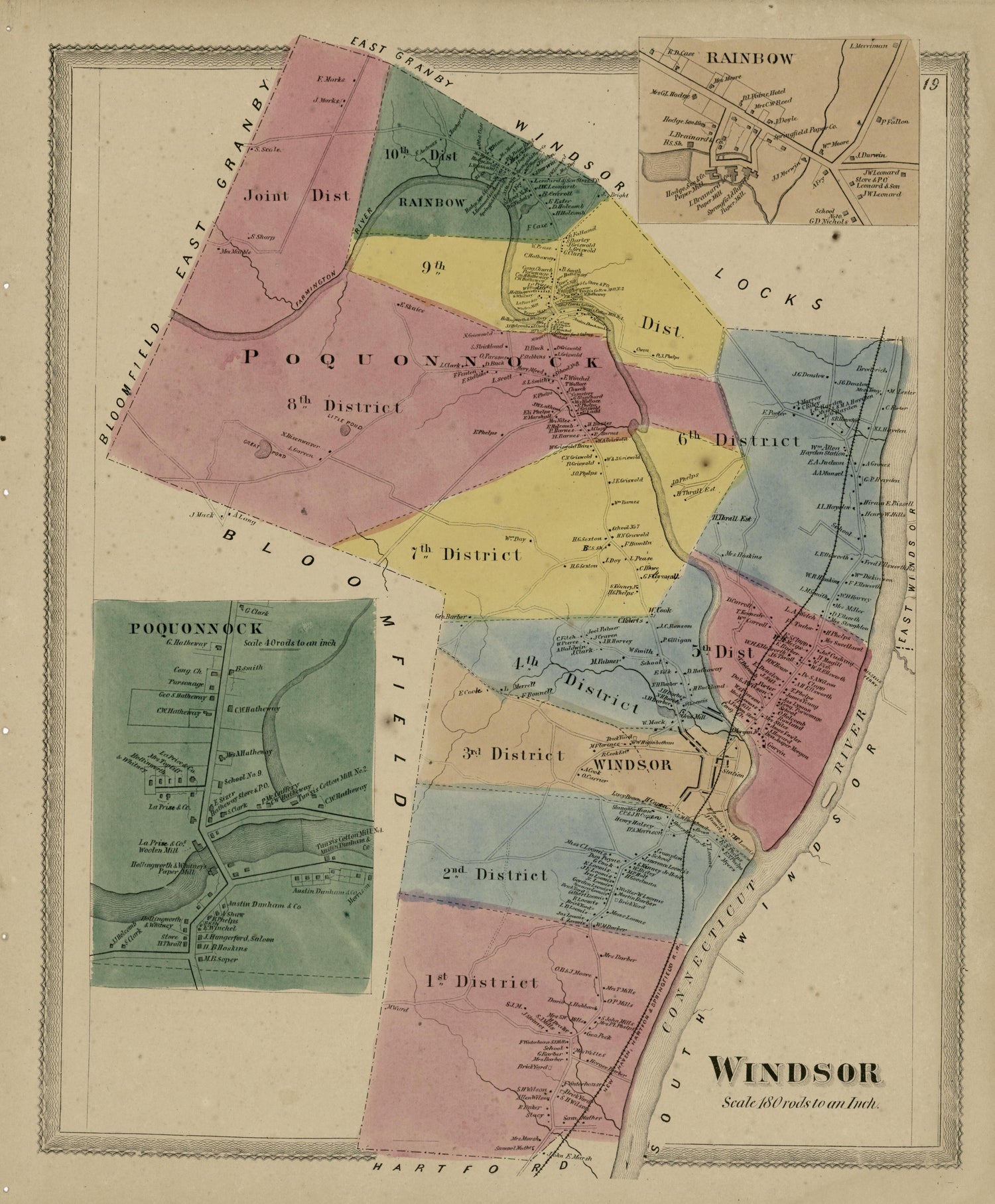 Windsor from Atlas of Hartford and Tolland Counties : With a Map of Connecticut, from Actual Surveys 1869 by Relic Map Company