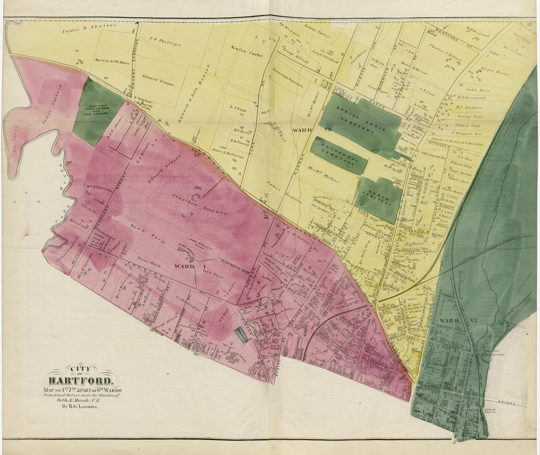 City of Hartford from Atlas of Hartford and Tolland Counties : With a Map of Connecticut, from Actual Surveys 1869 by Relic Map Company