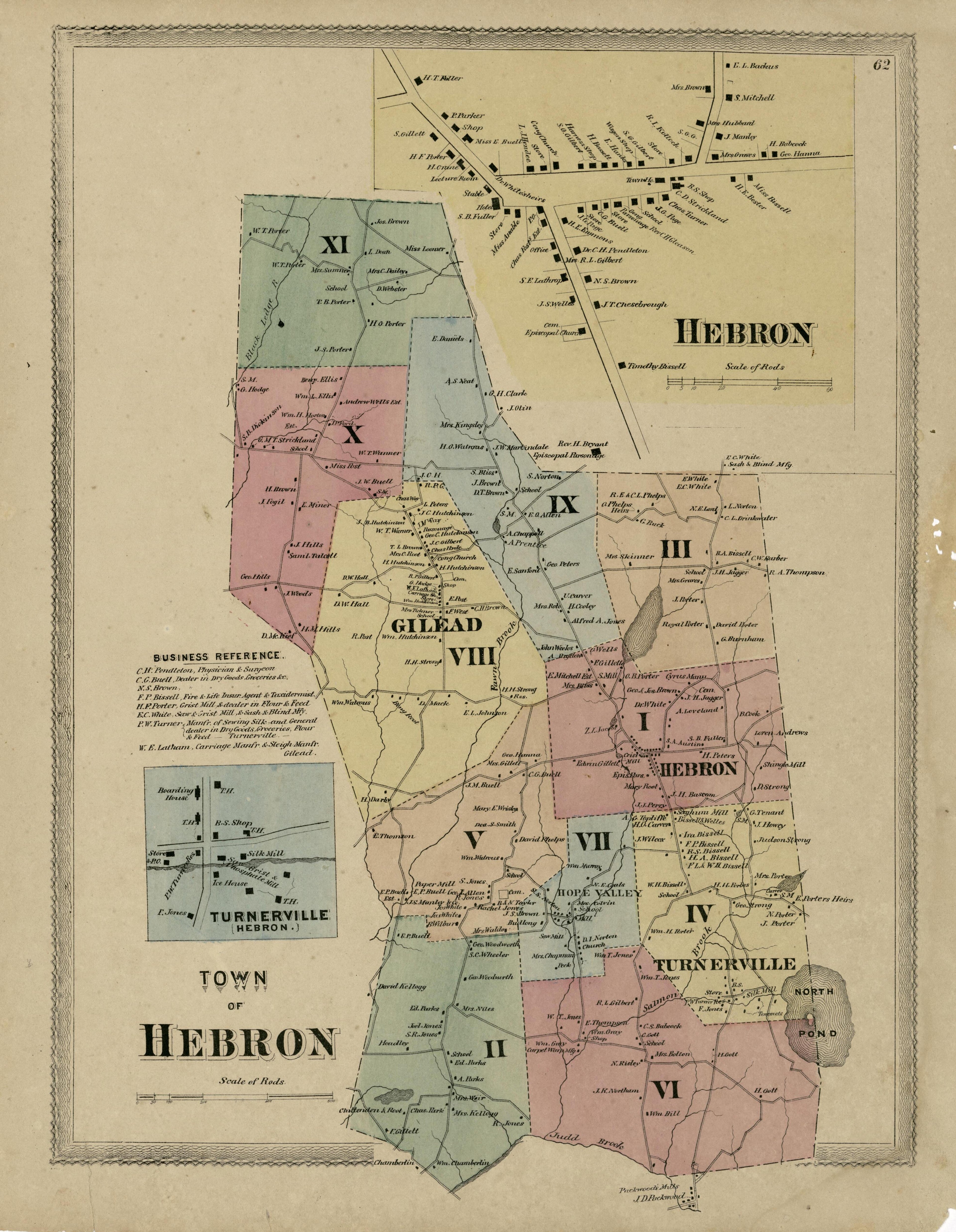 Town of Hebron from Atlas of Hartford and Tolland Counties : With a Map of Connecticut, from Actual Surveys 1869 by Relic Map Company