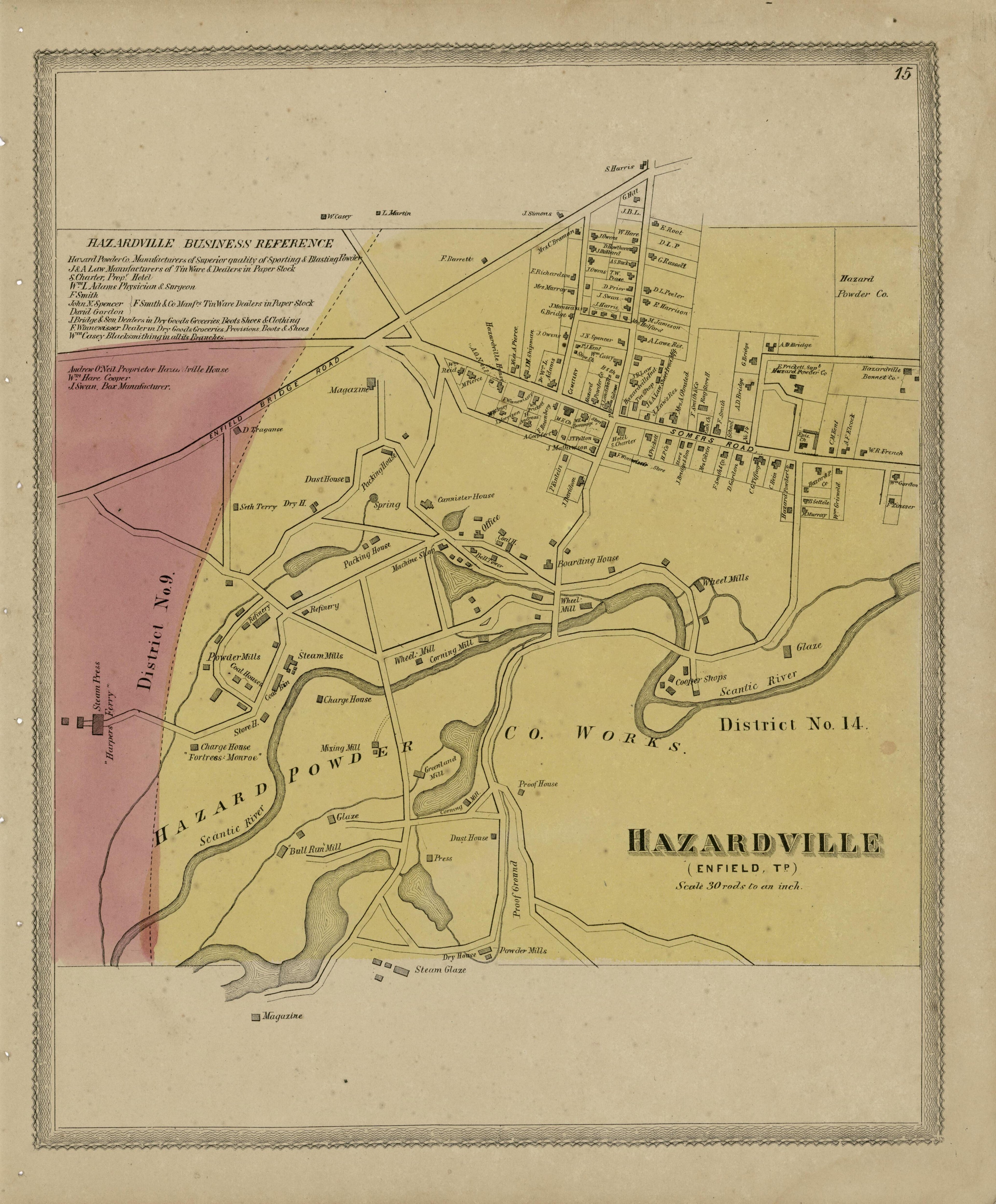 Hazardville from Atlas of Hartford and Tolland Counties : With a Map of Connecticut, from Actual Surveys 1869 by Relic Map Company