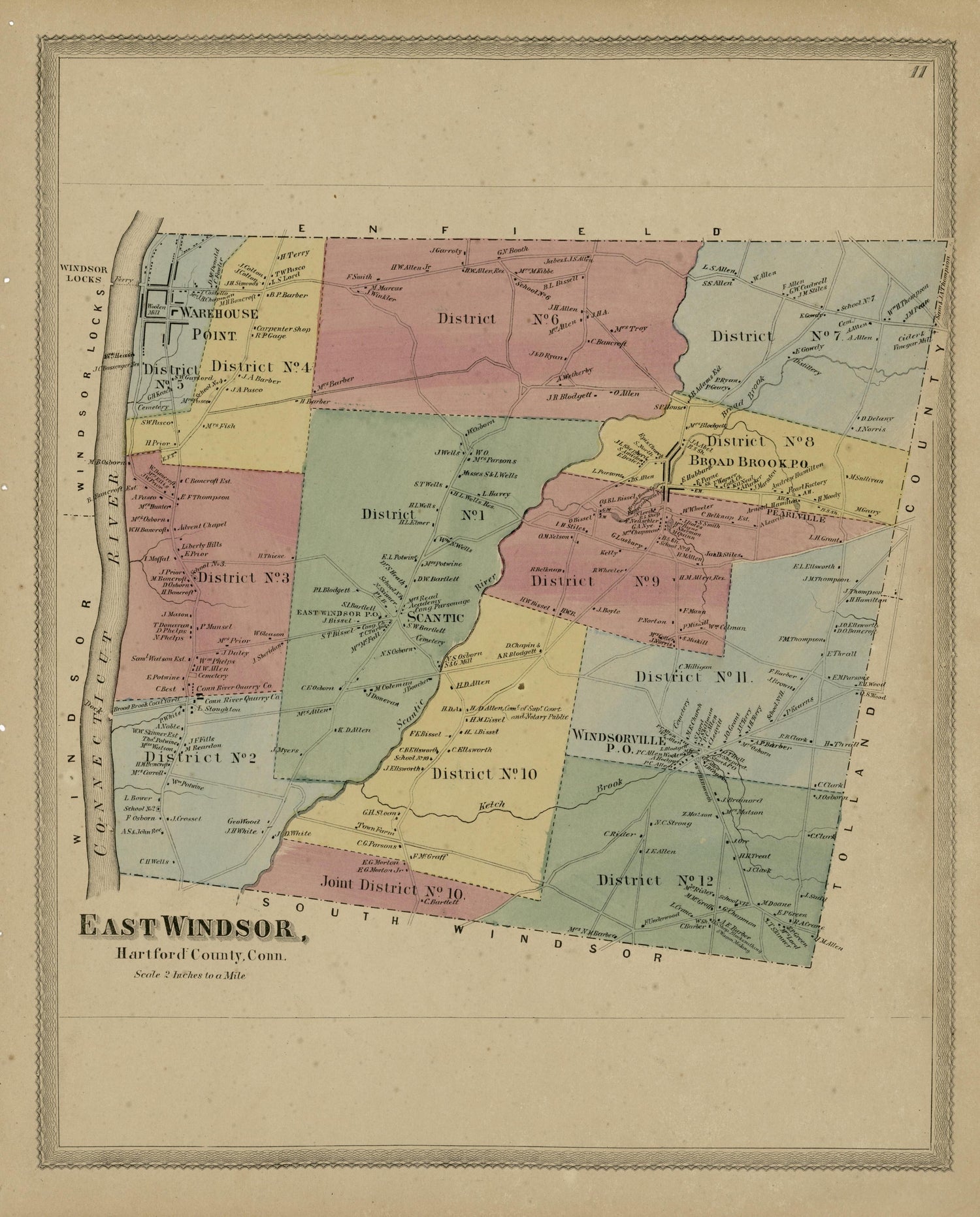 East Windsor from Atlas of Hartford and Tolland Counties : With a Map of Connecticut, from Actual Surveys 1869 by Relic Map Company