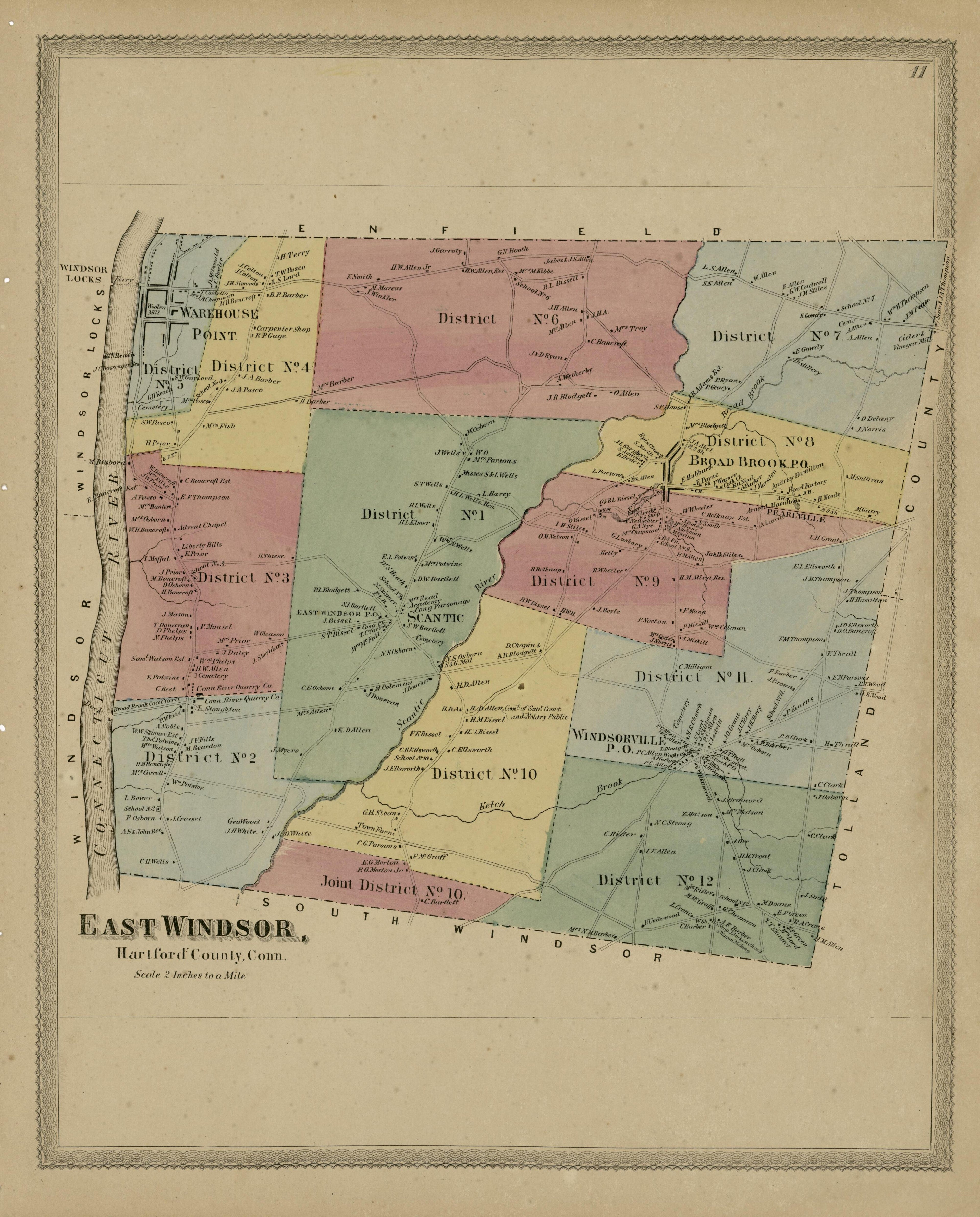 East Windsor from Atlas of Hartford and Tolland Counties : With a Map of Connecticut, from Actual Surveys 1869 by Relic Map Company