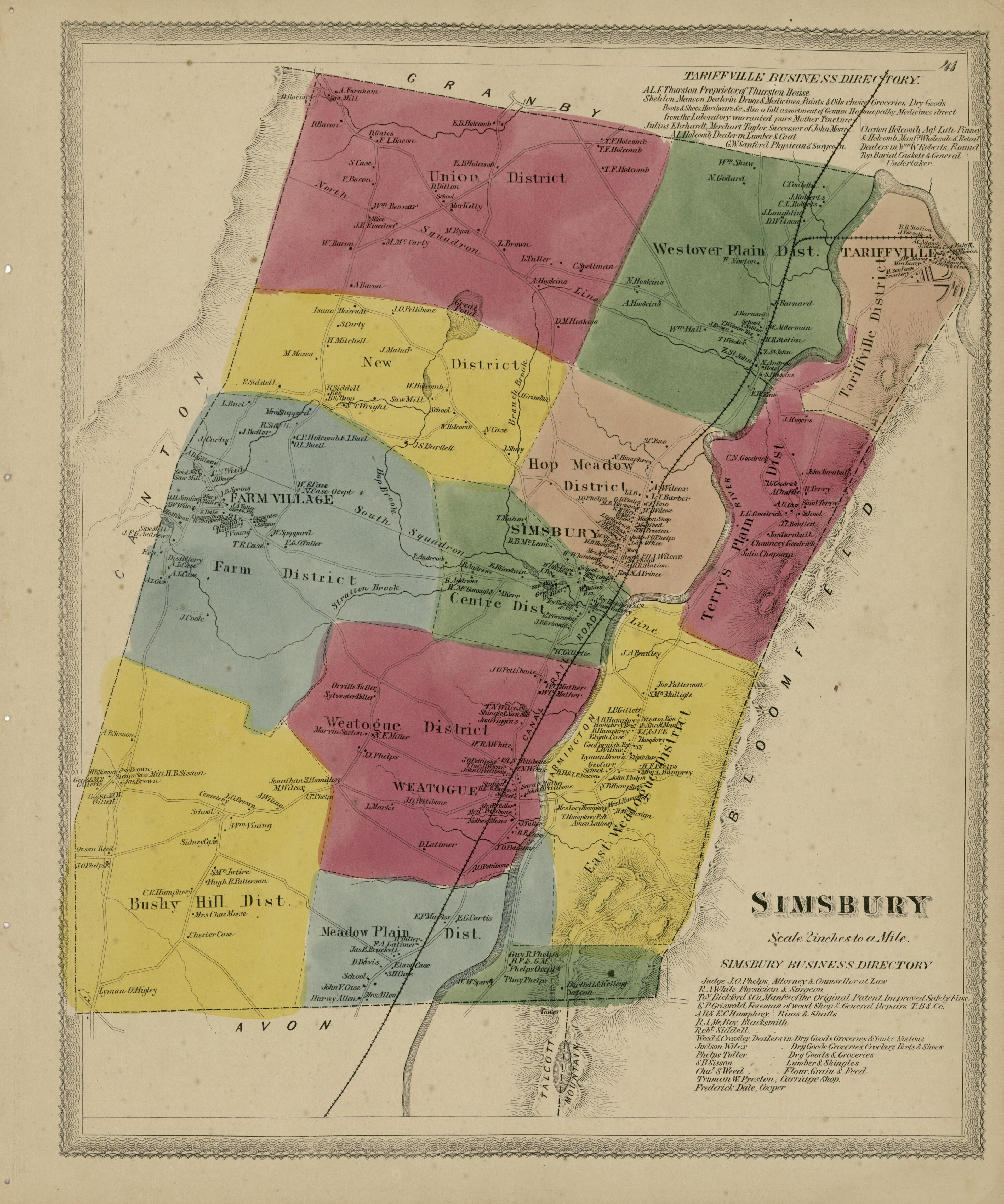 Simsbury from Atlas of Hartford and Tolland Counties : With a Map of Connecticut, from Actual Surveys 1869 by Relic Map Company
