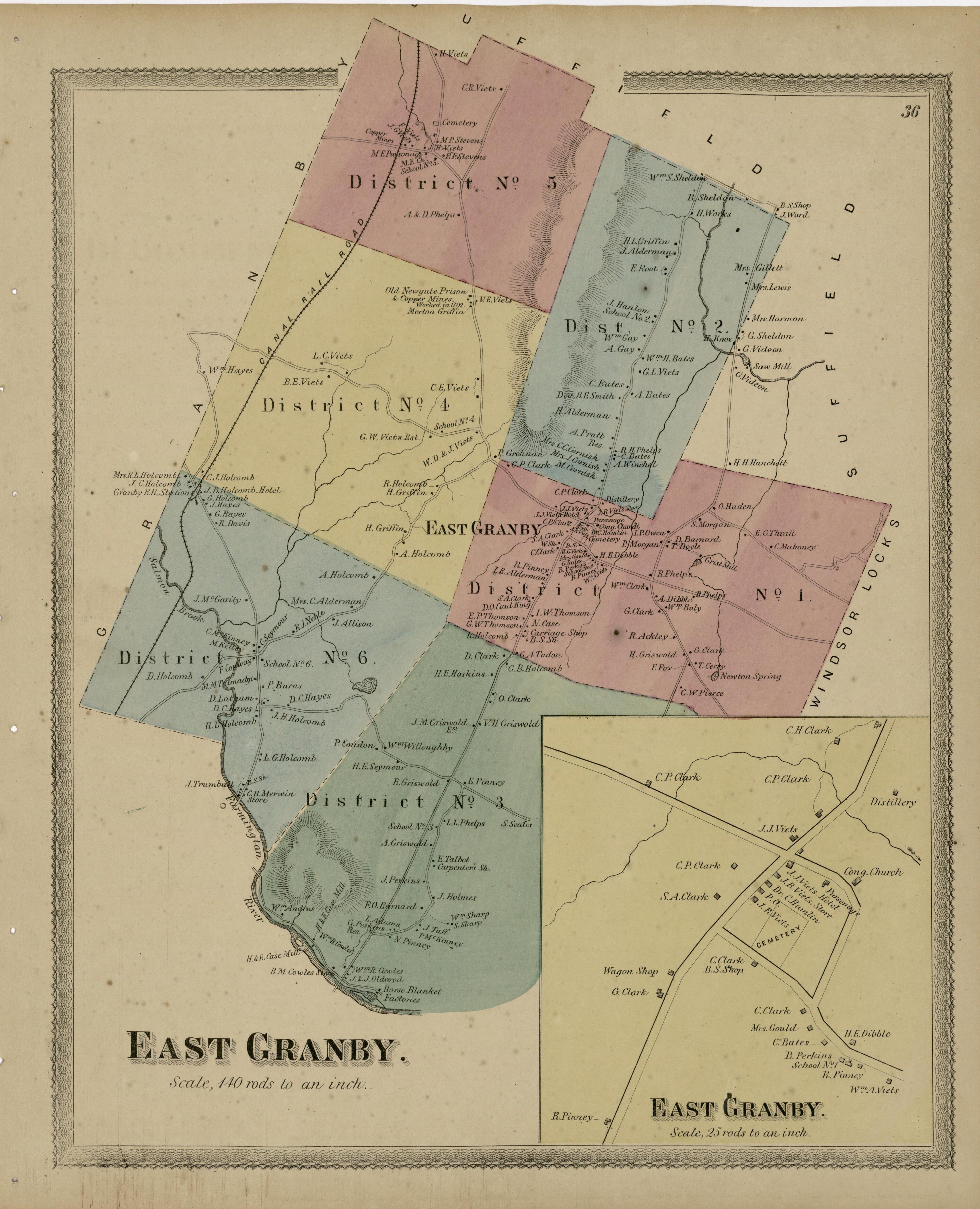 East Granby from Atlas of Hartford and Tolland Counties : With a Map of Connecticut, from Actual Surveys 1869 by Relic Map Company