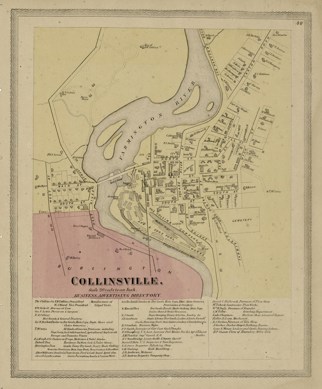 Collinsville from Atlas of Hartford and Tolland Counties : With a Map of Connecticut, from Actual Surveys 1869 by Relic Map Company