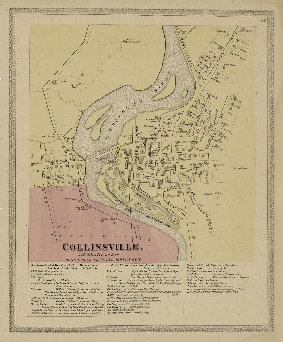 Collinsville from Atlas of Hartford and Tolland Counties : With a Map of Connecticut, from Actual Surveys 1869 by Relic Map Company
