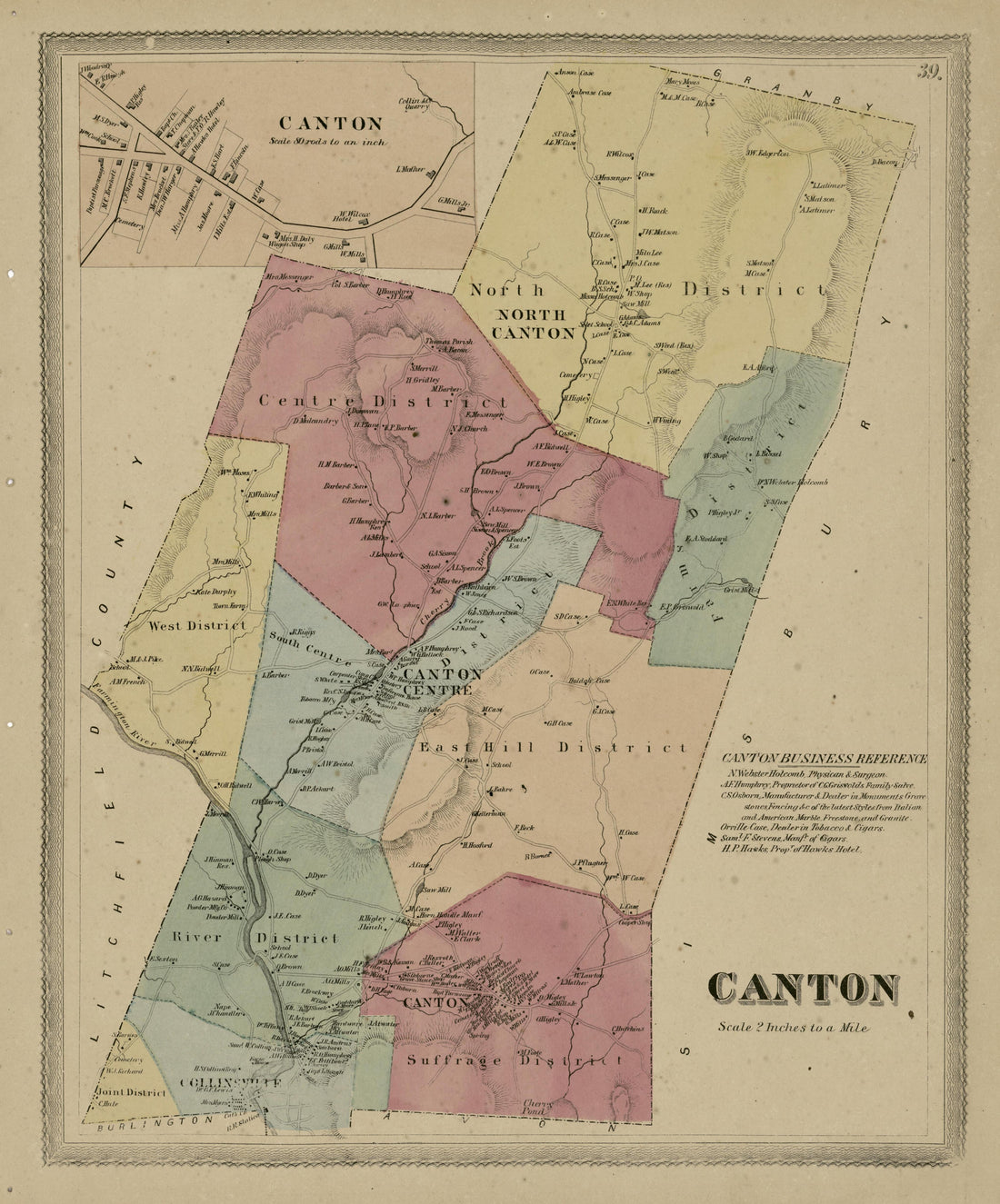 Canton from Atlas of Hartford and Tolland Counties : With a Map of Connecticut, from Actual Surveys 1869 by Relic Map Company
