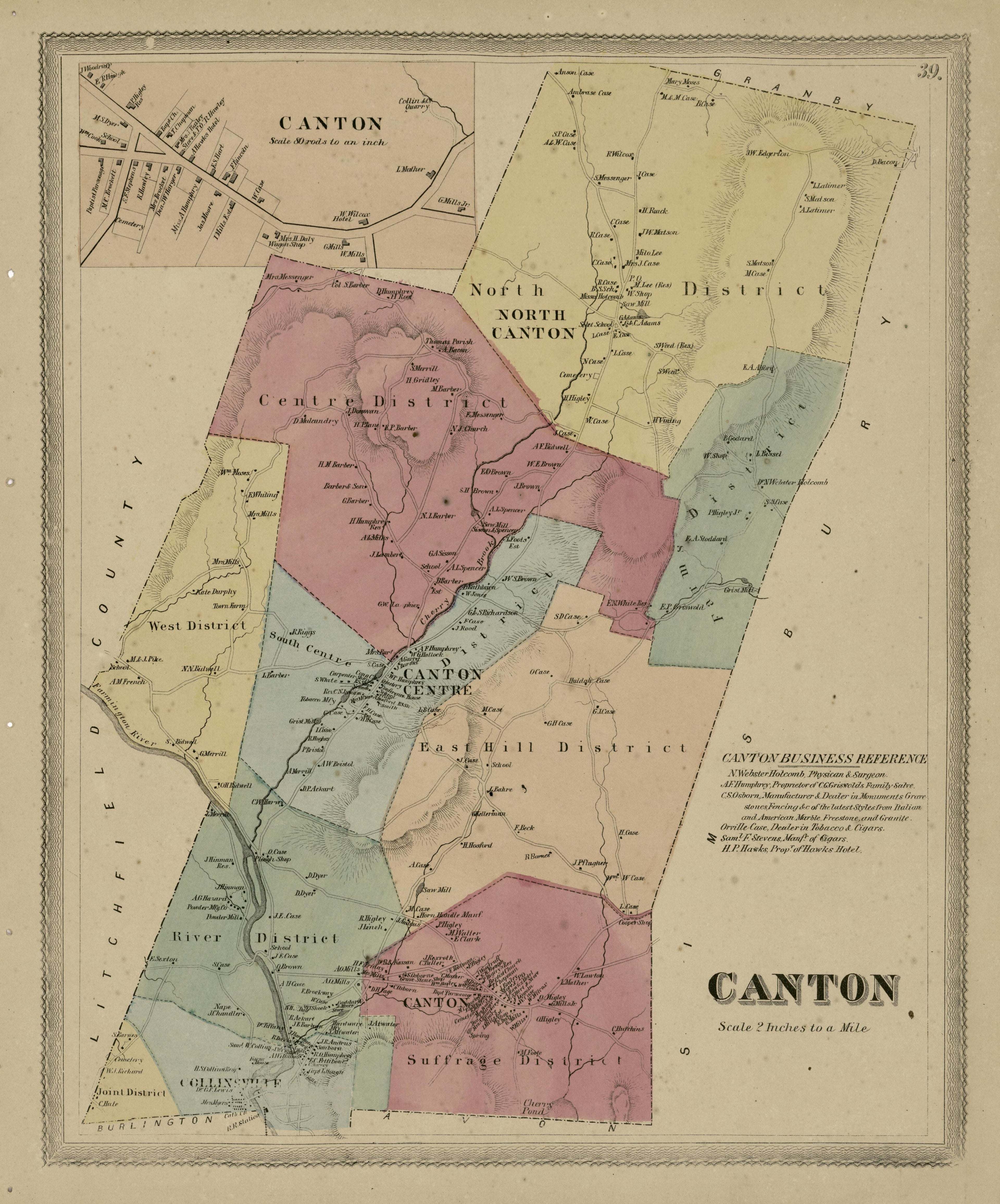 Canton from Atlas of Hartford and Tolland Counties : With a Map of Connecticut, from Actual Surveys 1869 by Relic Map Company