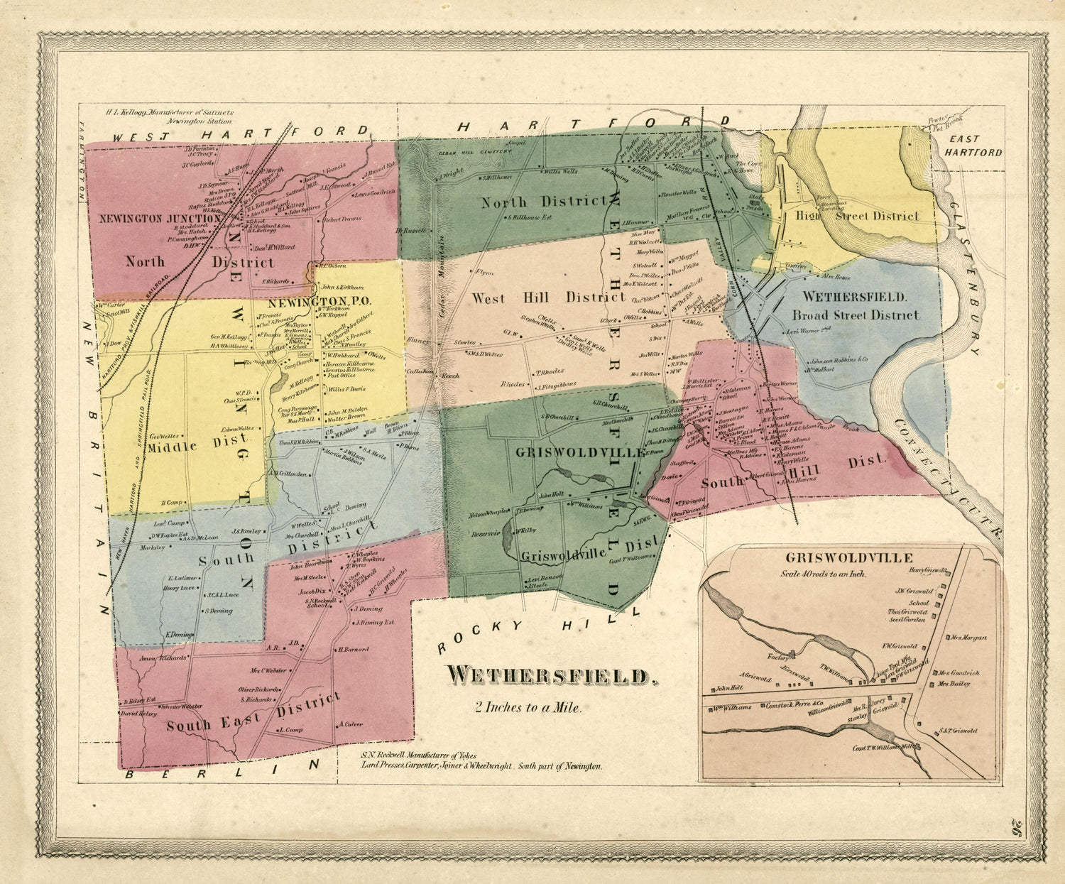 Wethersfield from Atlas of Hartford and Tolland Counties : With a Map of Connecticut, from Actual Surveys 1869 by Relic Map Company