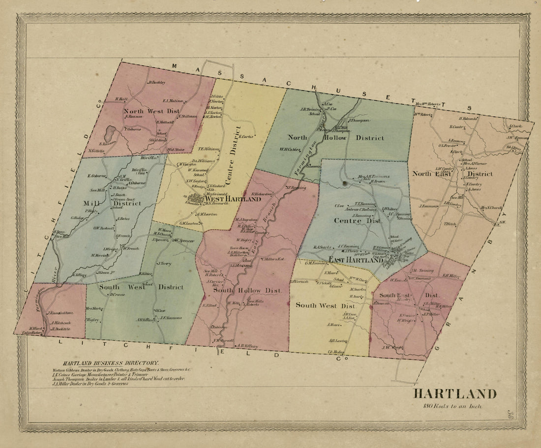 Hartland from Atlas of Hartford and Tolland Counties : With a Map of Connecticut, from Actual Surveys 1869 by Relic Map Company