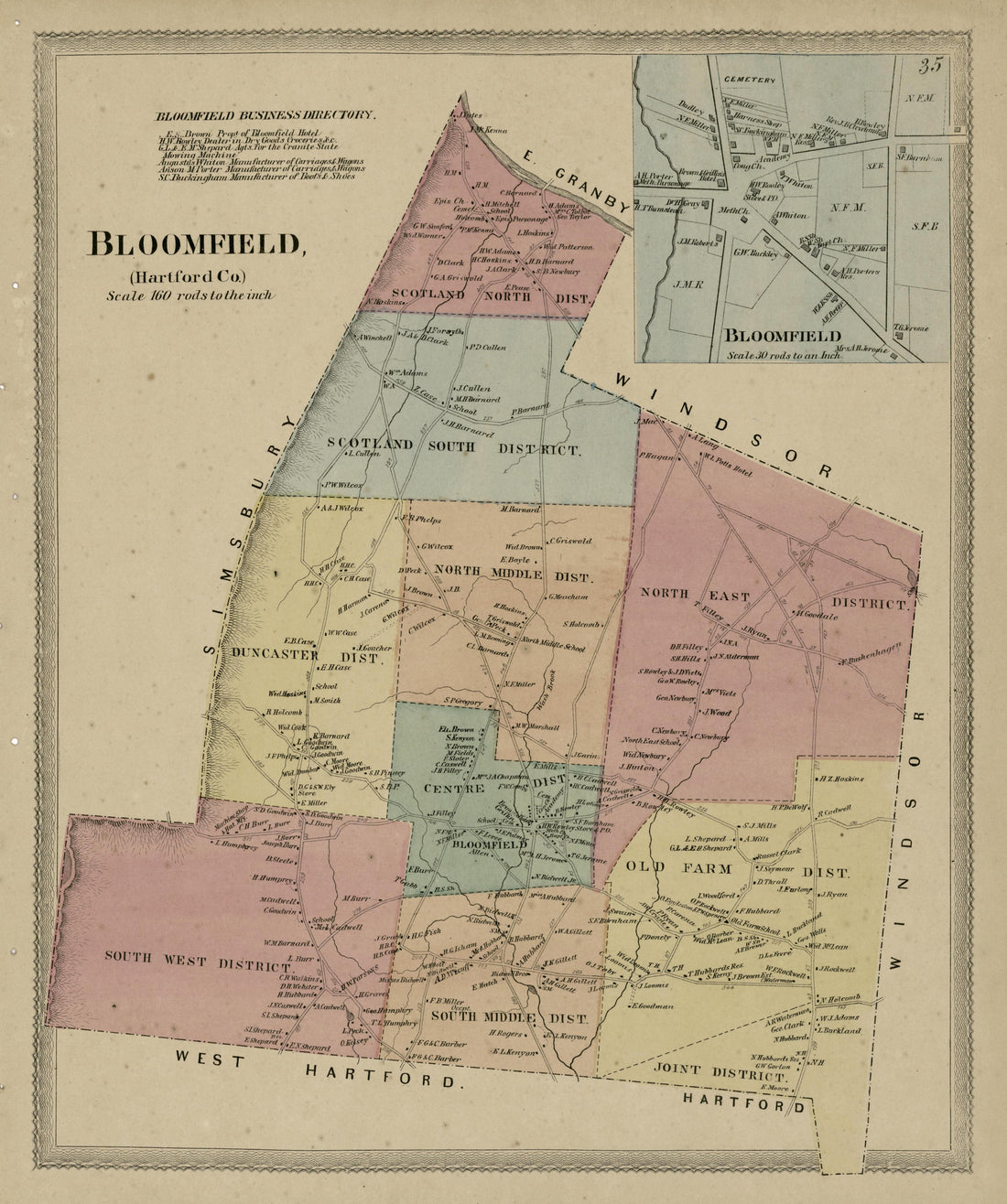 Bloomfield from Atlas of Hartford and Tolland Counties : With a Map of Connecticut, from Actual Surveys 1869 by Relic Map Company
