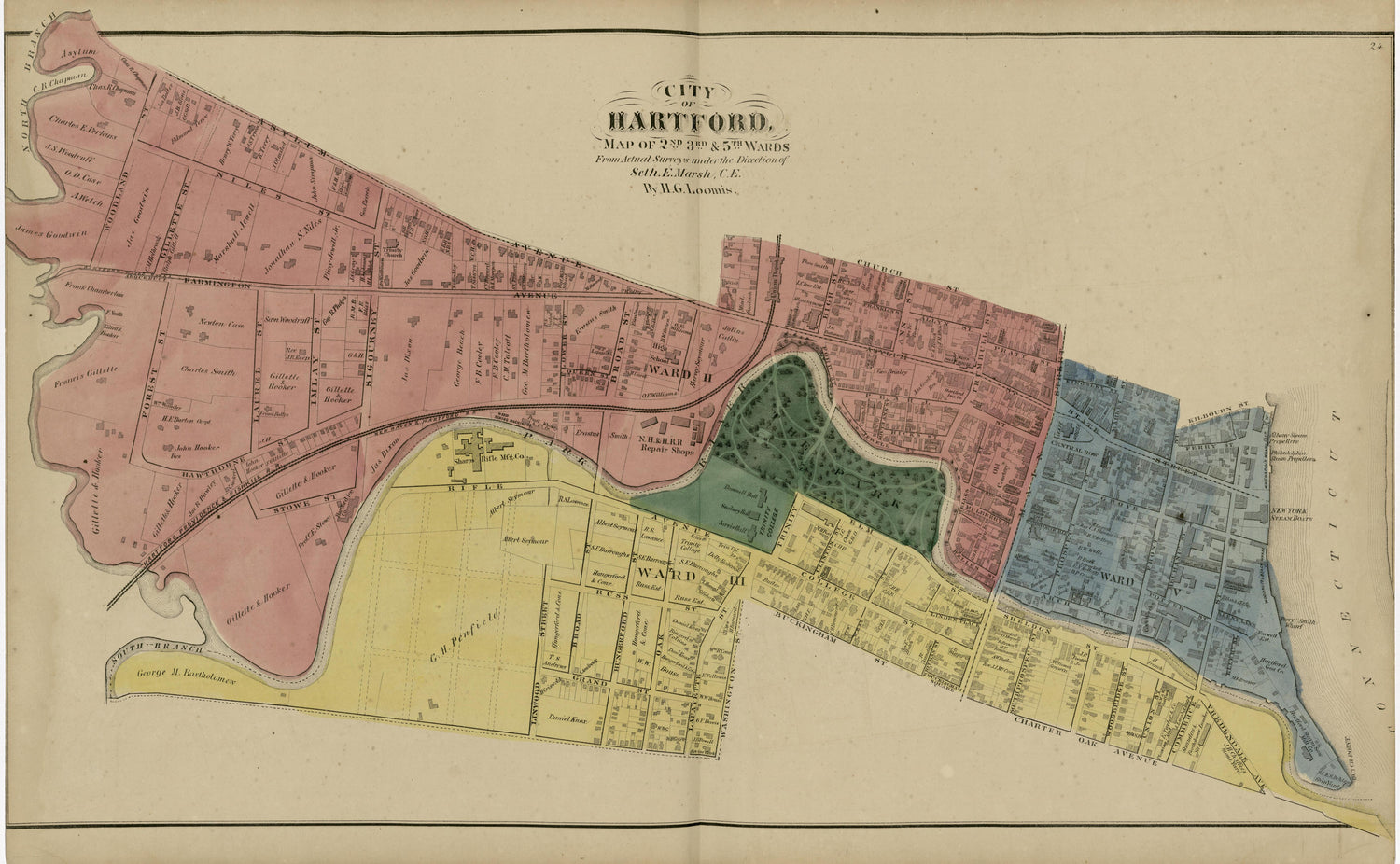 City of Hartford from Atlas of Hartford and Tolland Counties : With a Map of Connecticut, from Actual Surveys 1869 by Relic Map Company