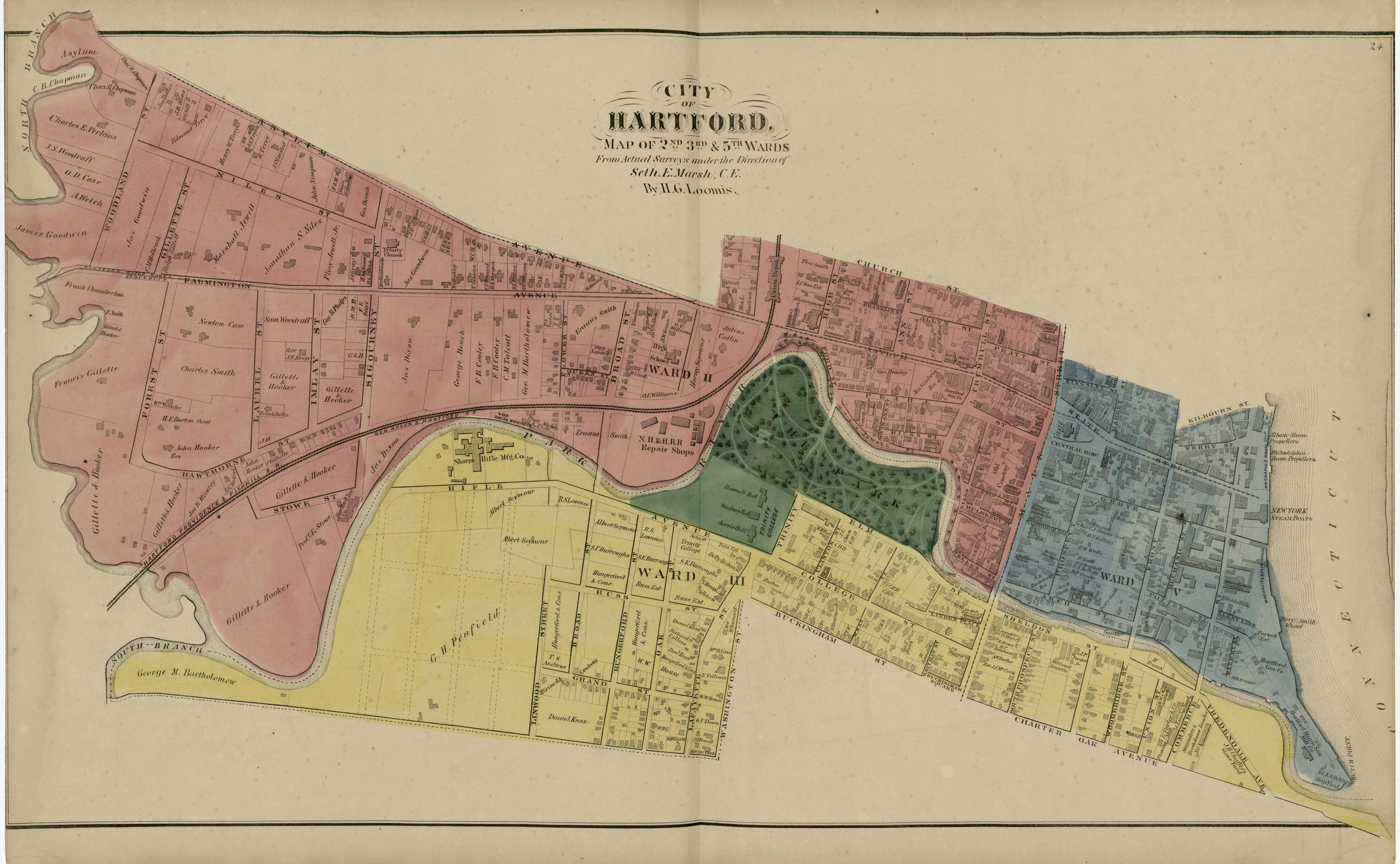City of Hartford from Atlas of Hartford and Tolland Counties : With a Map of Connecticut, from Actual Surveys 1869 by Relic Map Company
