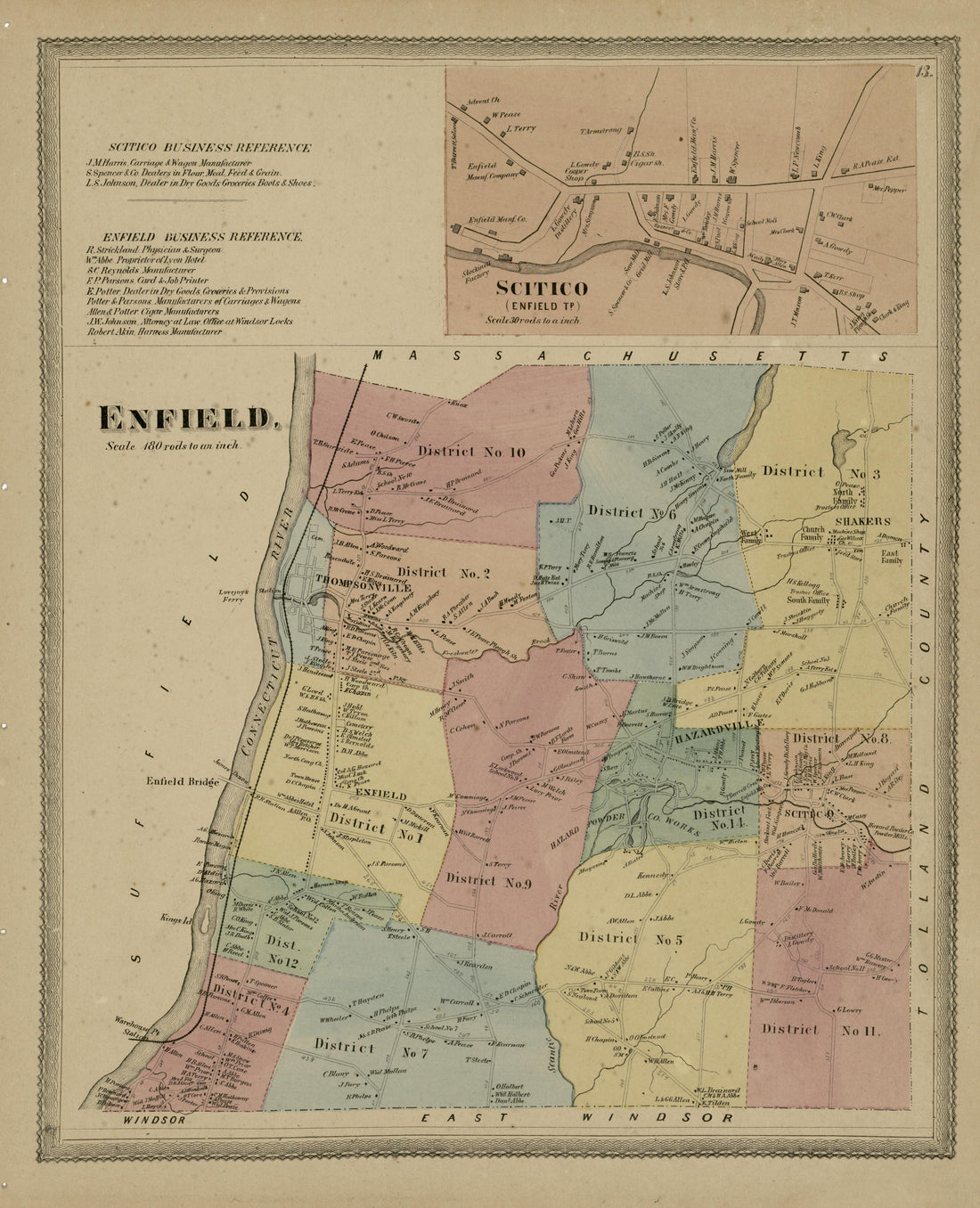 Enfield from Atlas of Hartford and Tolland Counties : With a Map of Connecticut, from Actual Surveys 1869 by Relic Map Company