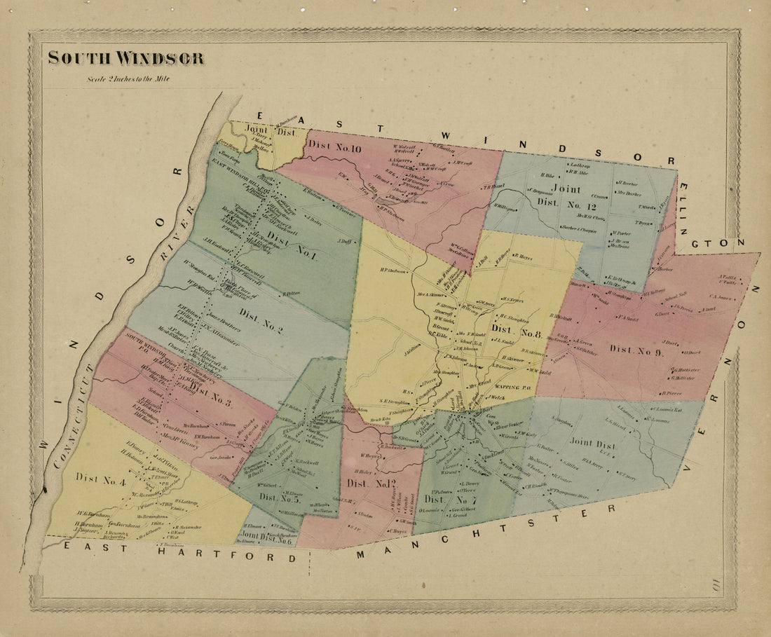 South Windsor from Atlas of Hartford and Tolland Counties : With a Map of Connecticut, from Actual Surveys 1869 by Relic Map Company