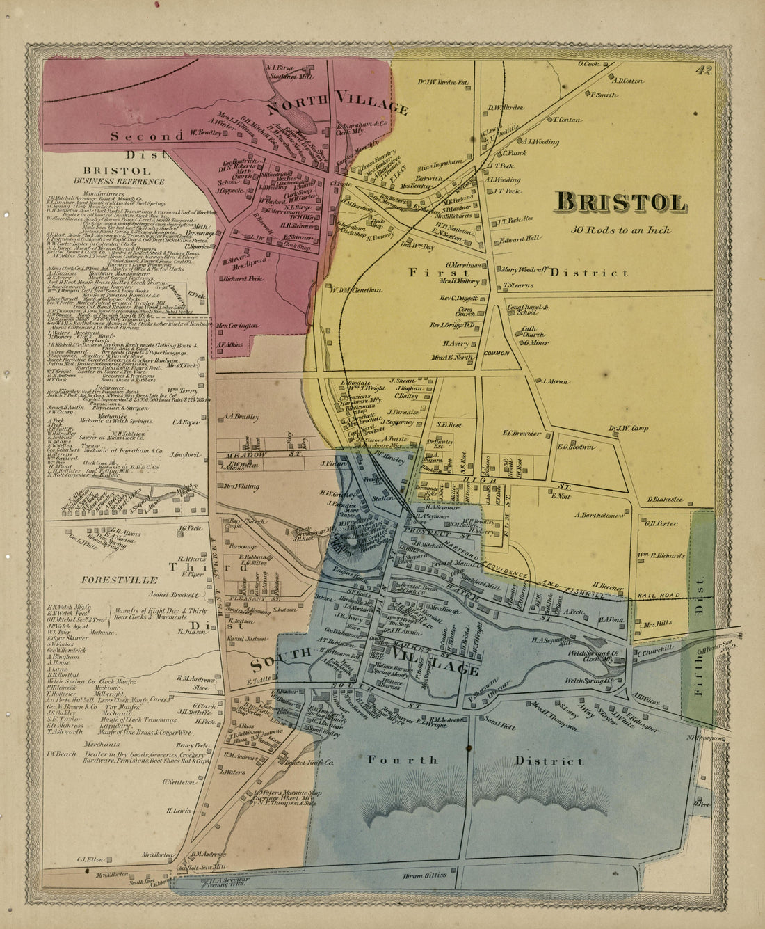 Bristol from Atlas of Hartford and Tolland Counties : With a Map of Connecticut, from Actual Surveys 1869 by Relic Map Company