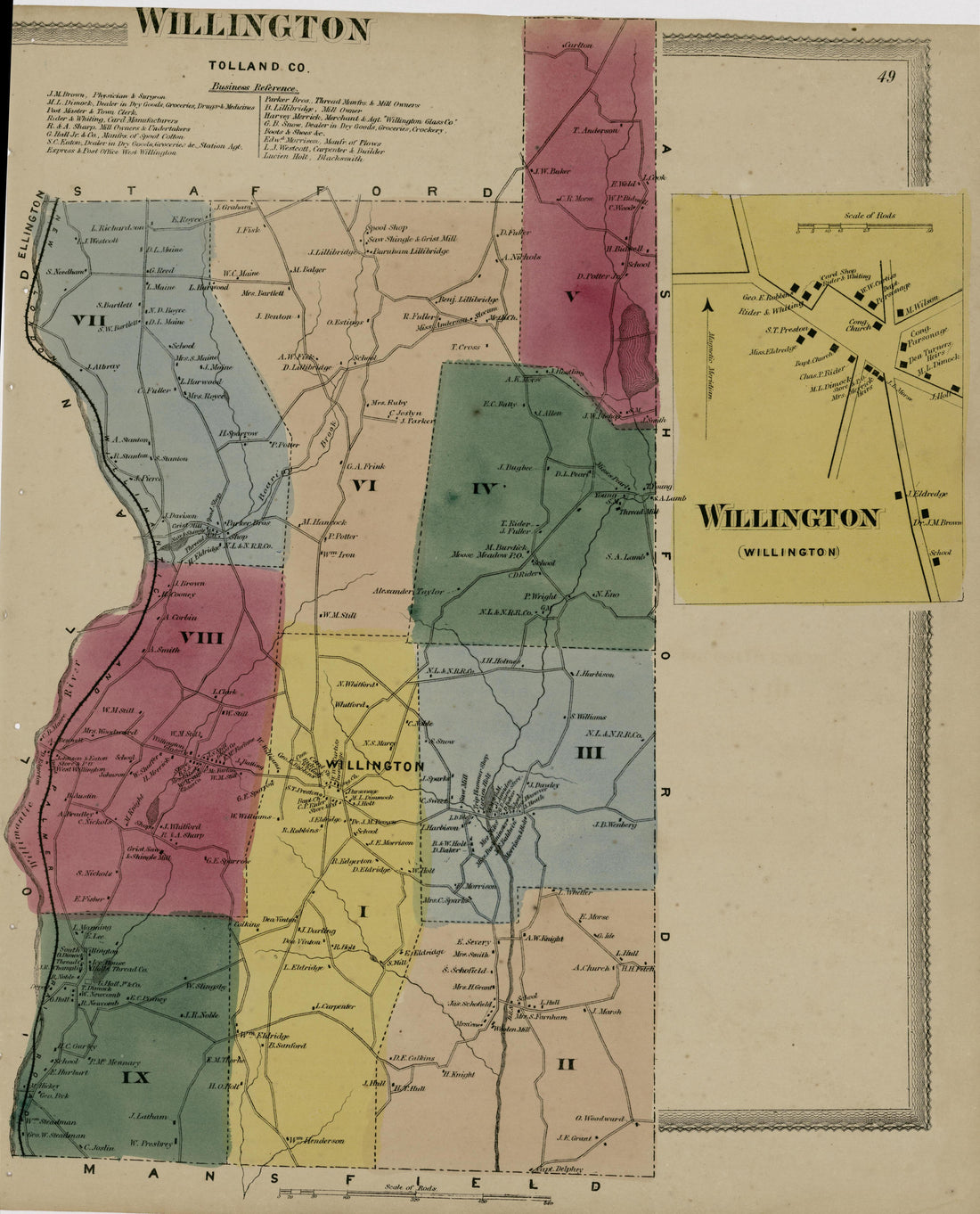 Willington from Atlas of Hartford and Tolland Counties : With a Map of Connecticut, from Actual Surveys 1869 by Relic Map Company