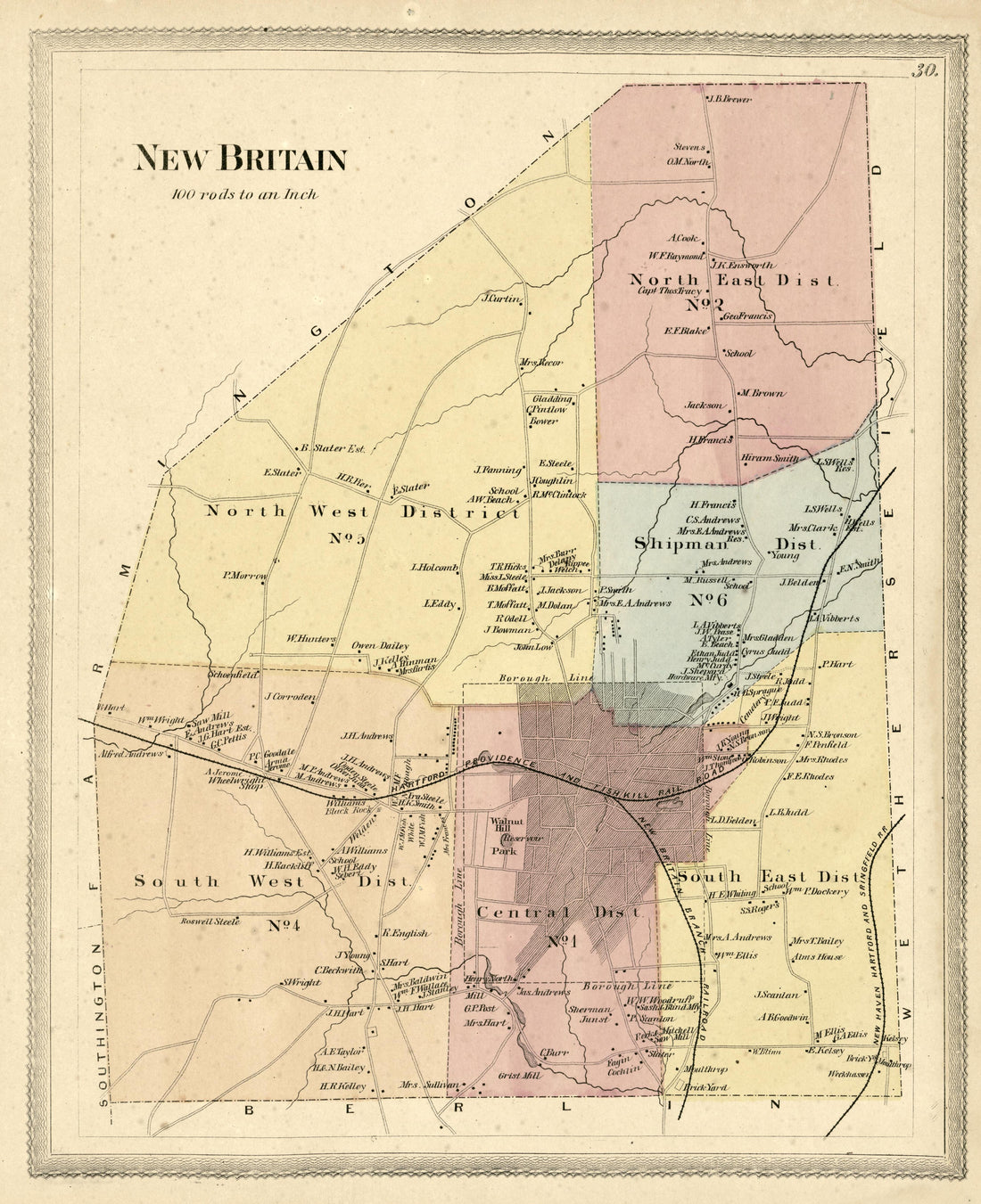 New Britain from Atlas of Hartford and Tolland Counties : With a Map of Connecticut, from Actual Surveys 1869 by Relic Map Company
