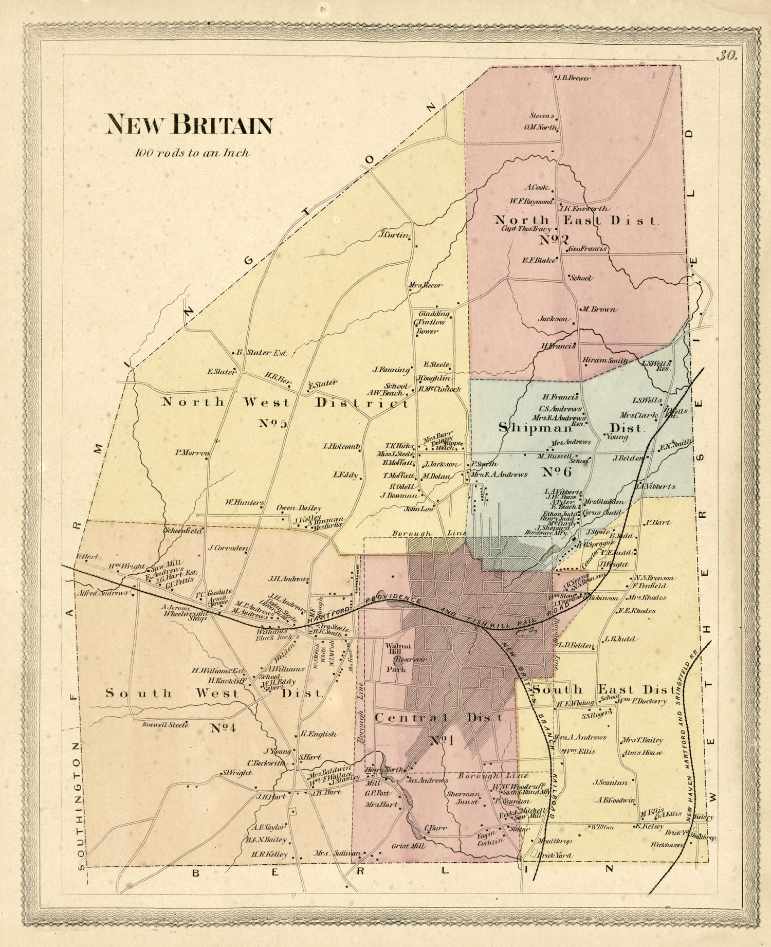 New Britain from Atlas of Hartford and Tolland Counties : With a Map of Connecticut, from Actual Surveys 1869 by Relic Map Company