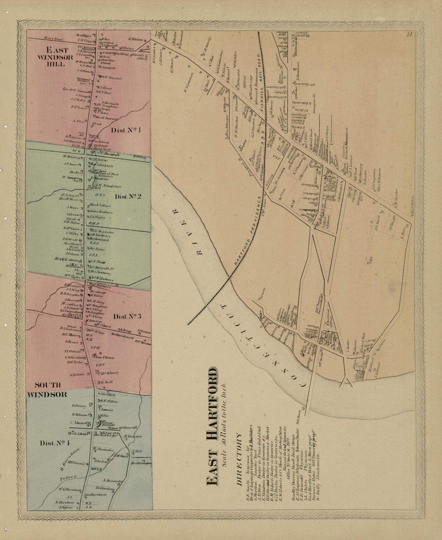 East Hartford from Atlas of Hartford and Tolland Counties : With a Map of Connecticut, from Actual Surveys 1869 by Relic Map Company