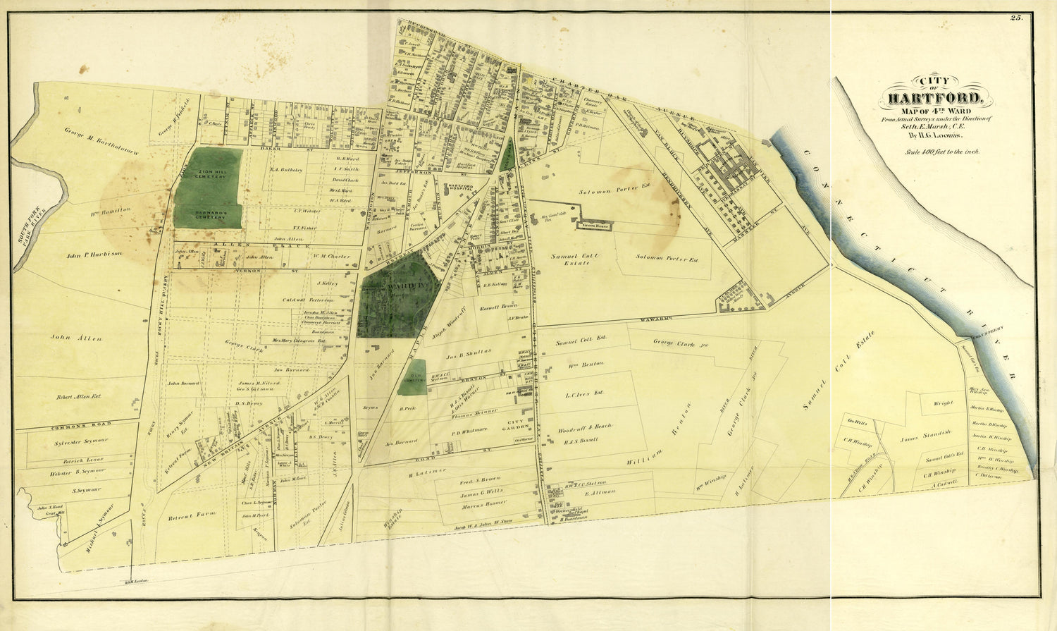City of Hartford from Atlas of Hartford and Tolland Counties : With a Map of Connecticut, from Actual Surveys 1869 by Relic Map Company