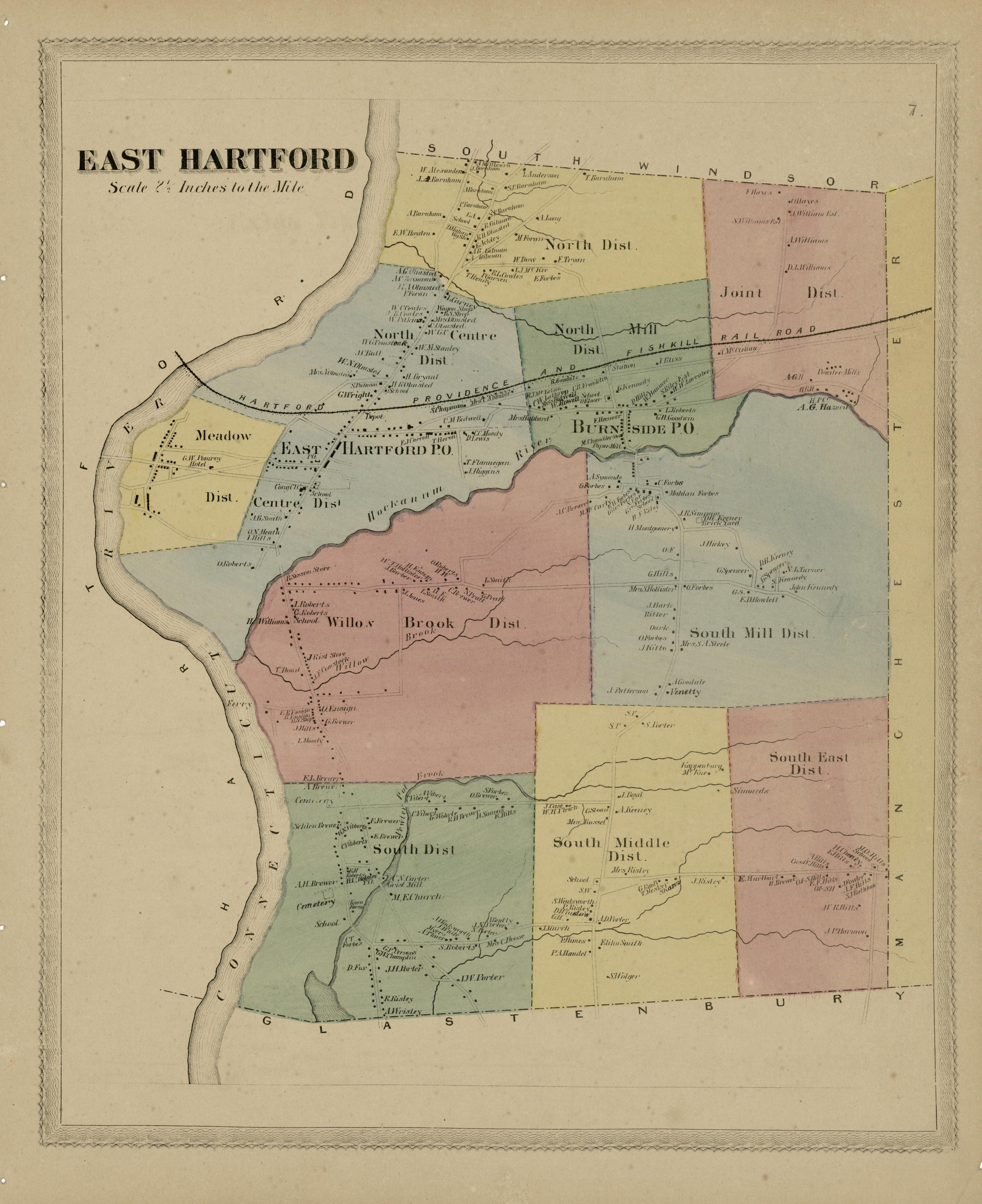 This old map of Connecticut, Hartford County, Tolland County,  was created by Baker &amp; Tilden|Case, Lockwood &amp; Brainard Co|Kellogg &amp; Bulkeley in 1869