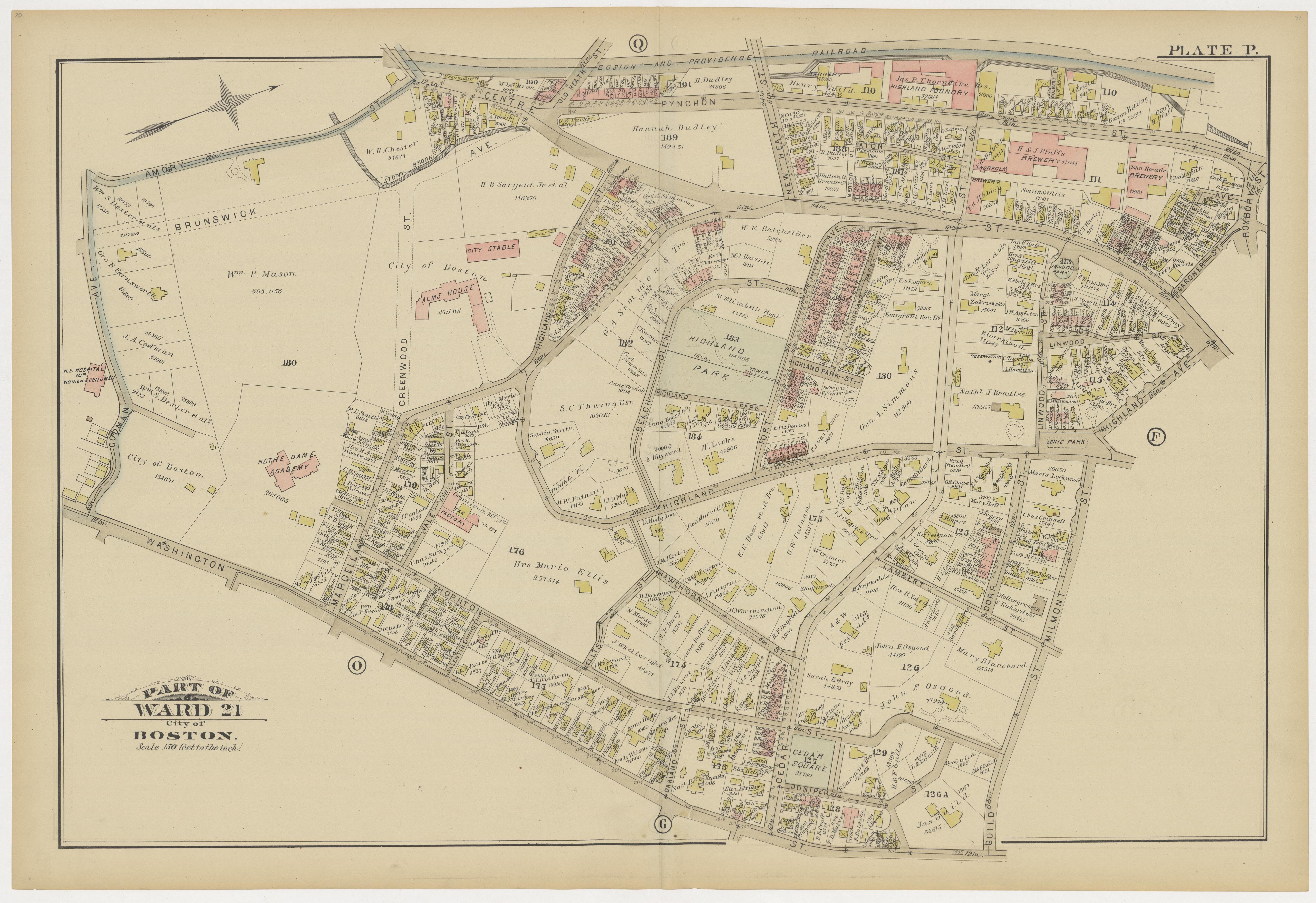 This old map of Boston, Brighton, Charlestown, Dorchester, Massachusetts, Roxbury, , West Roxbury was created by G.W. Bromley &amp; Co in 1883