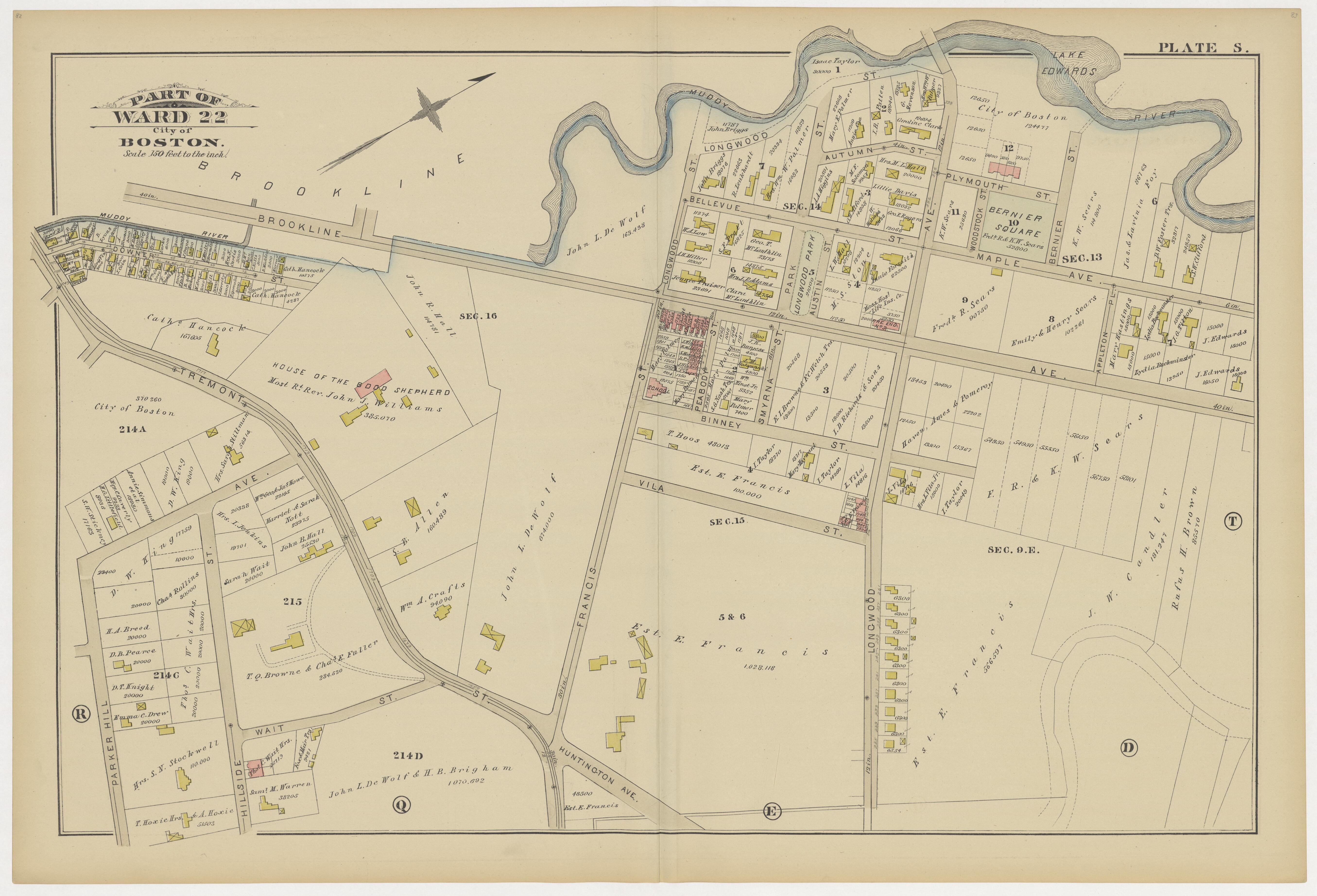 This old map of Boston, Brighton, Charlestown, Dorchester, Massachusetts, Roxbury, , West Roxbury was created by G.W. Bromley &amp; Co in 1883