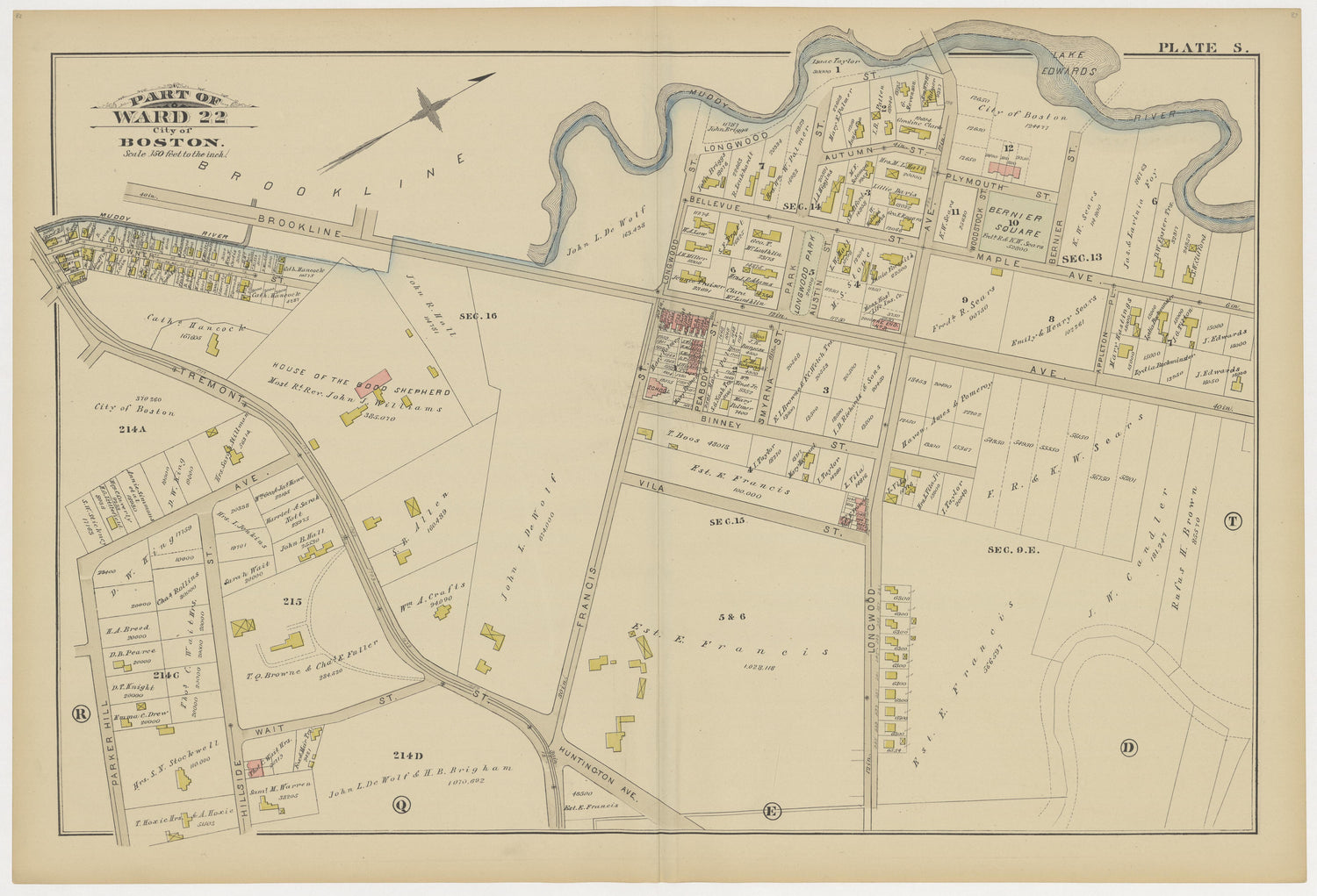 This old map of Boston, Brighton, Charlestown, Dorchester, Massachusetts, Roxbury, , West Roxbury was created by G.W. Bromley &amp; Co in 1883