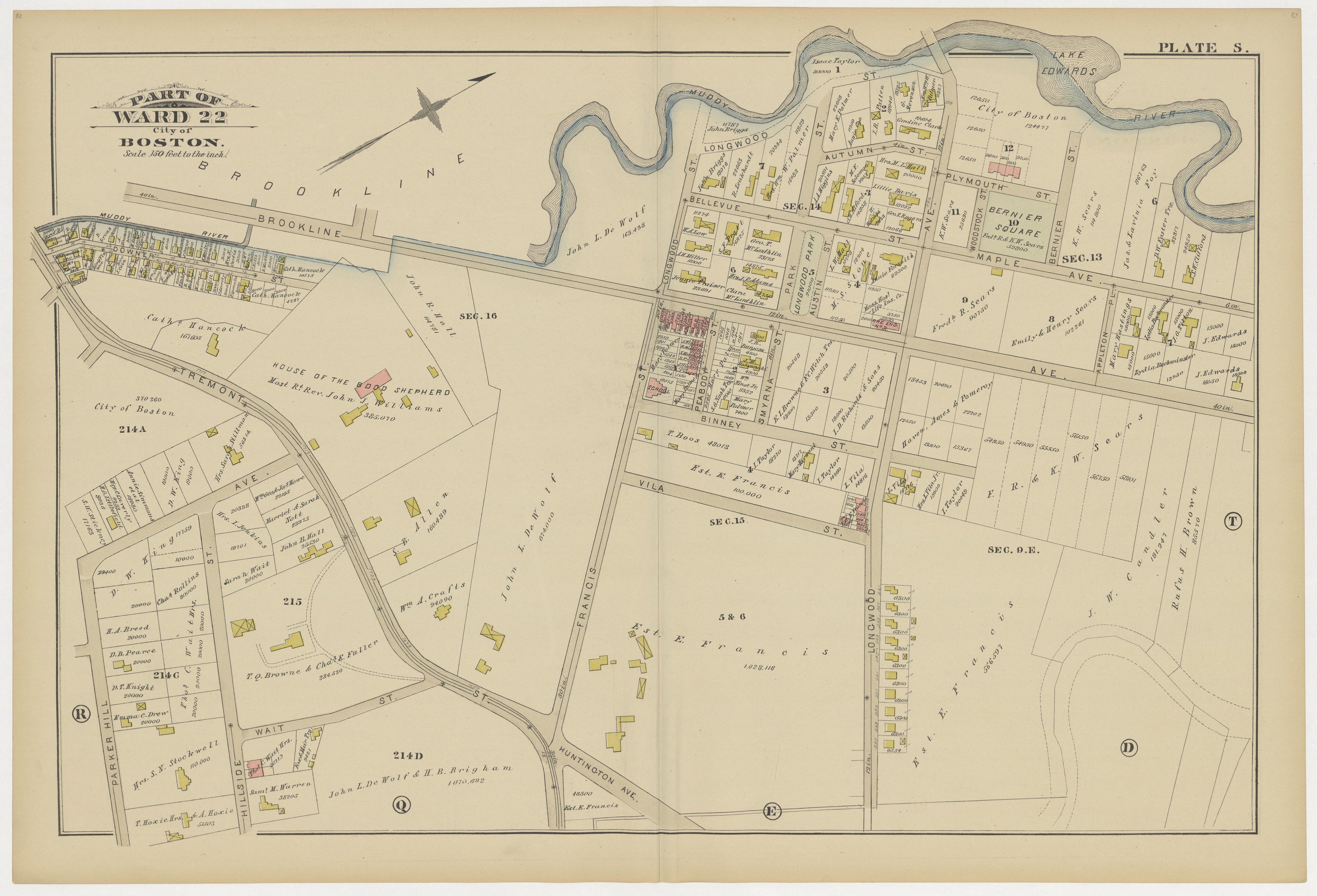 This old map of Boston, Brighton, Charlestown, Dorchester, Massachusetts, Roxbury, , West Roxbury was created by G.W. Bromley &amp; Co in 1883