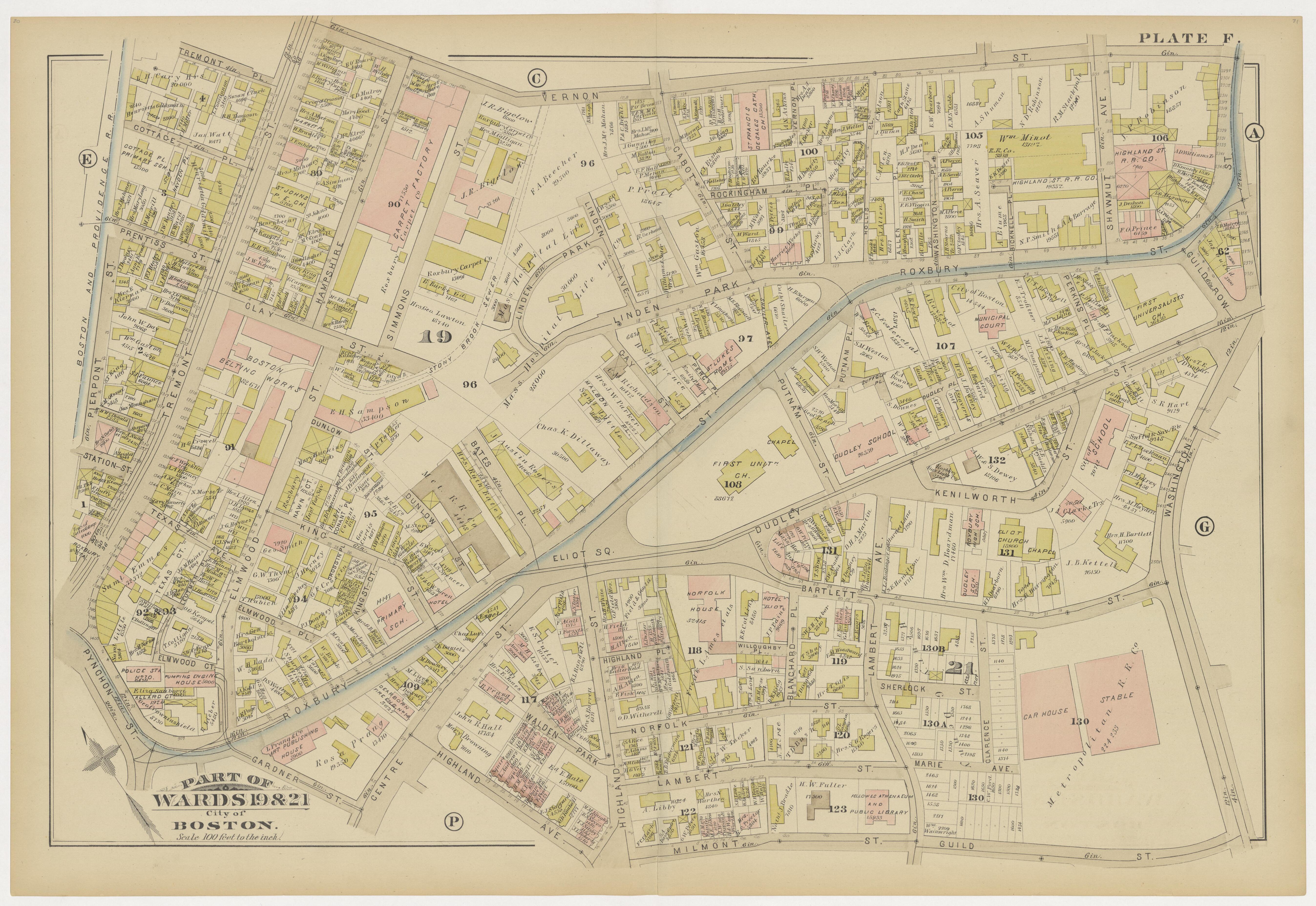 This old map of Boston, Brighton, Charlestown, Dorchester, Massachusetts, Roxbury, , West Roxbury was created by G.W. Bromley &amp; Co in 1883