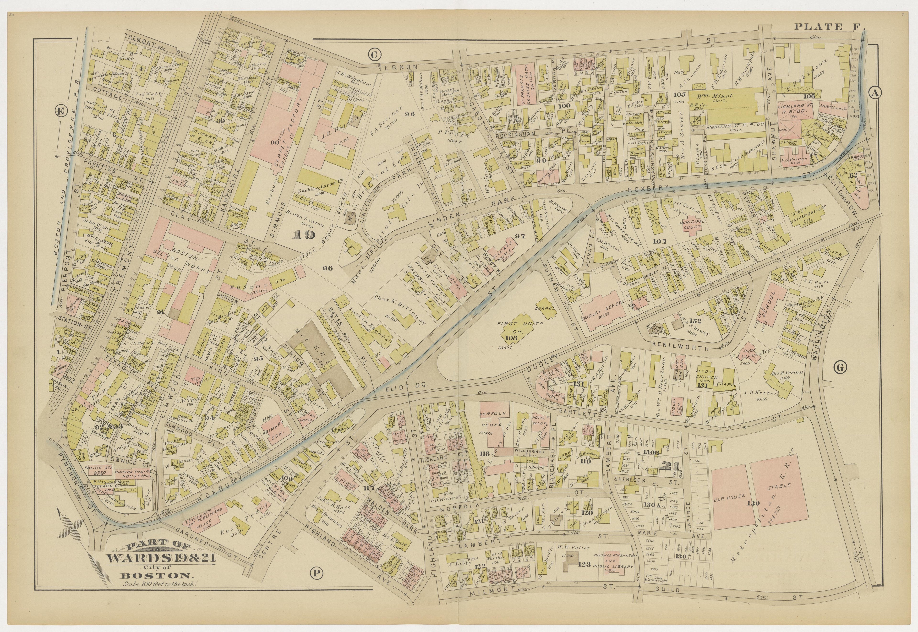 This old map of Boston, Brighton, Charlestown, Dorchester, Massachusetts, Roxbury, , West Roxbury was created by G.W. Bromley &amp; Co in 1883