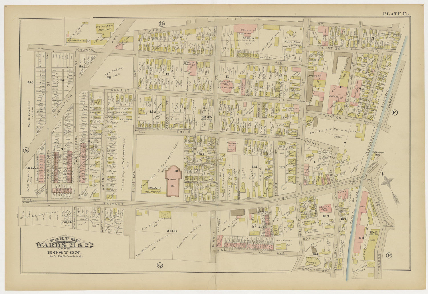 This old map of Boston, Brighton, Charlestown, Dorchester, Massachusetts, Roxbury, , West Roxbury was created by G.W. Bromley &amp; Co in 1883
