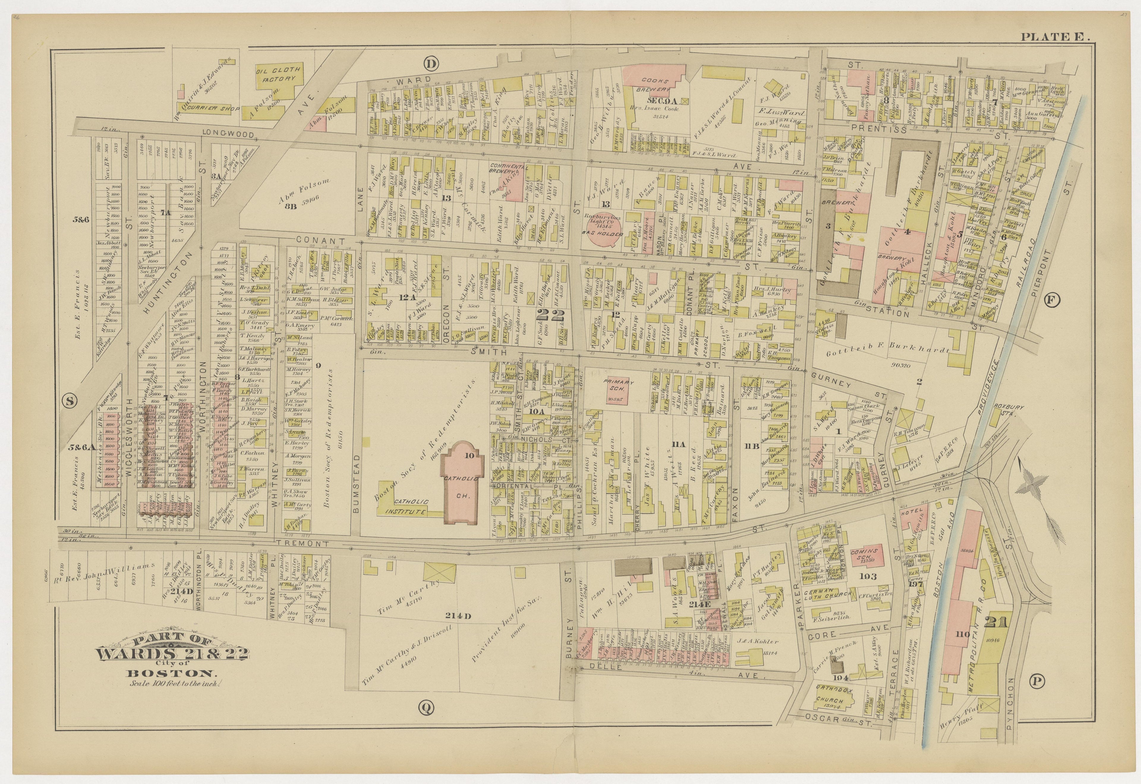 This old map of Boston, Brighton, Charlestown, Dorchester, Massachusetts, Roxbury, , West Roxbury was created by G.W. Bromley &amp; Co in 1883