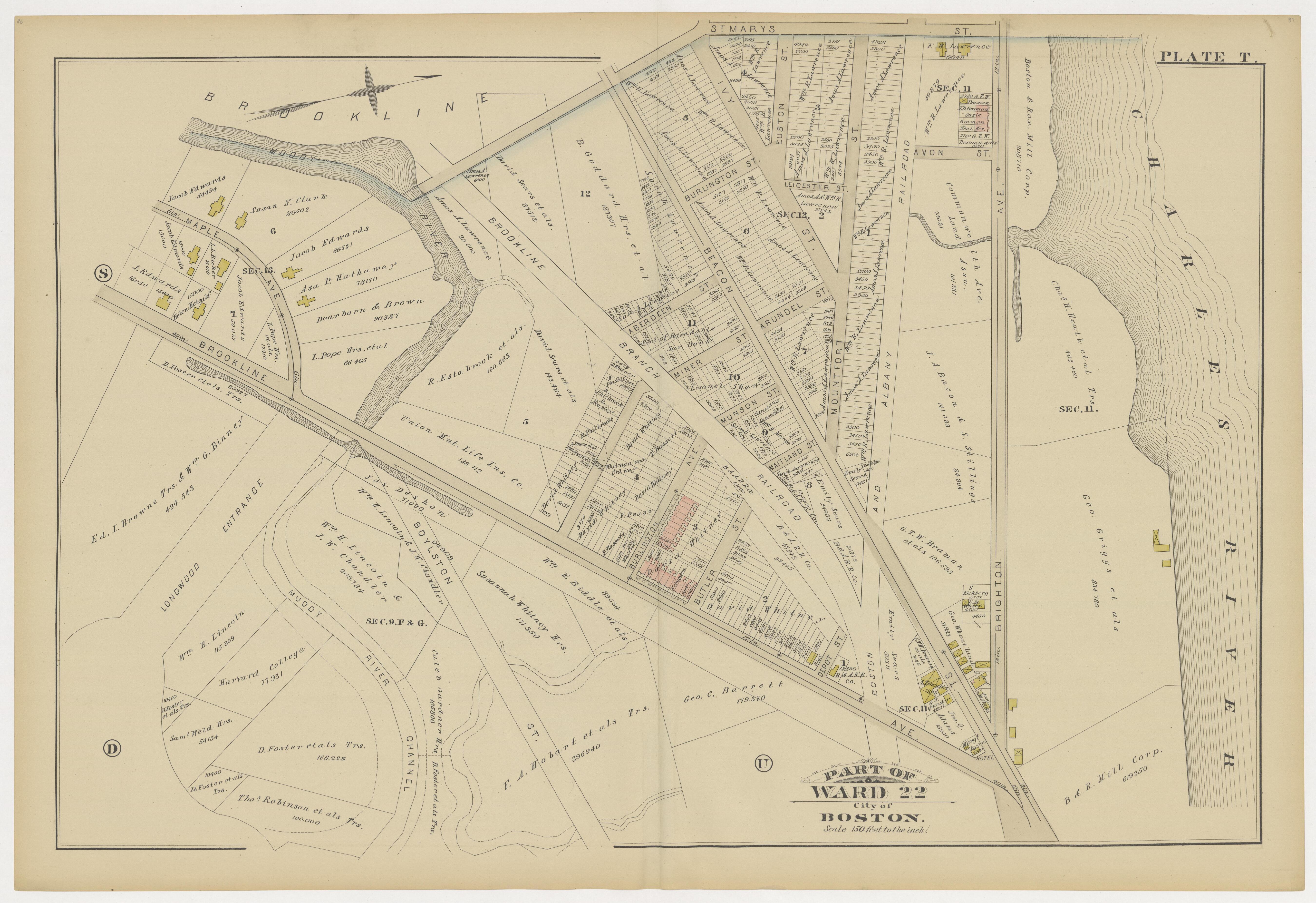 This old map of Boston, Brighton, Charlestown, Dorchester, Massachusetts, Roxbury, , West Roxbury was created by G.W. Bromley &amp; Co in 1883
