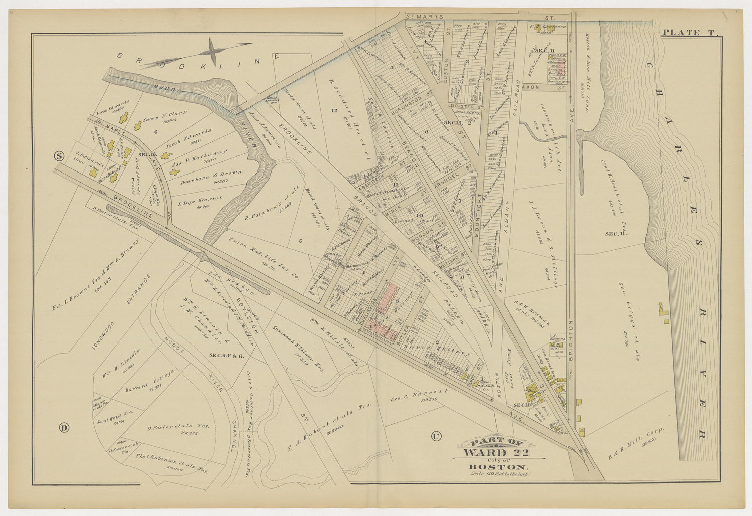 This old map of Boston, Brighton, Charlestown, Dorchester, Massachusetts, Roxbury, , West Roxbury was created by G.W. Bromley &amp; Co in 1883