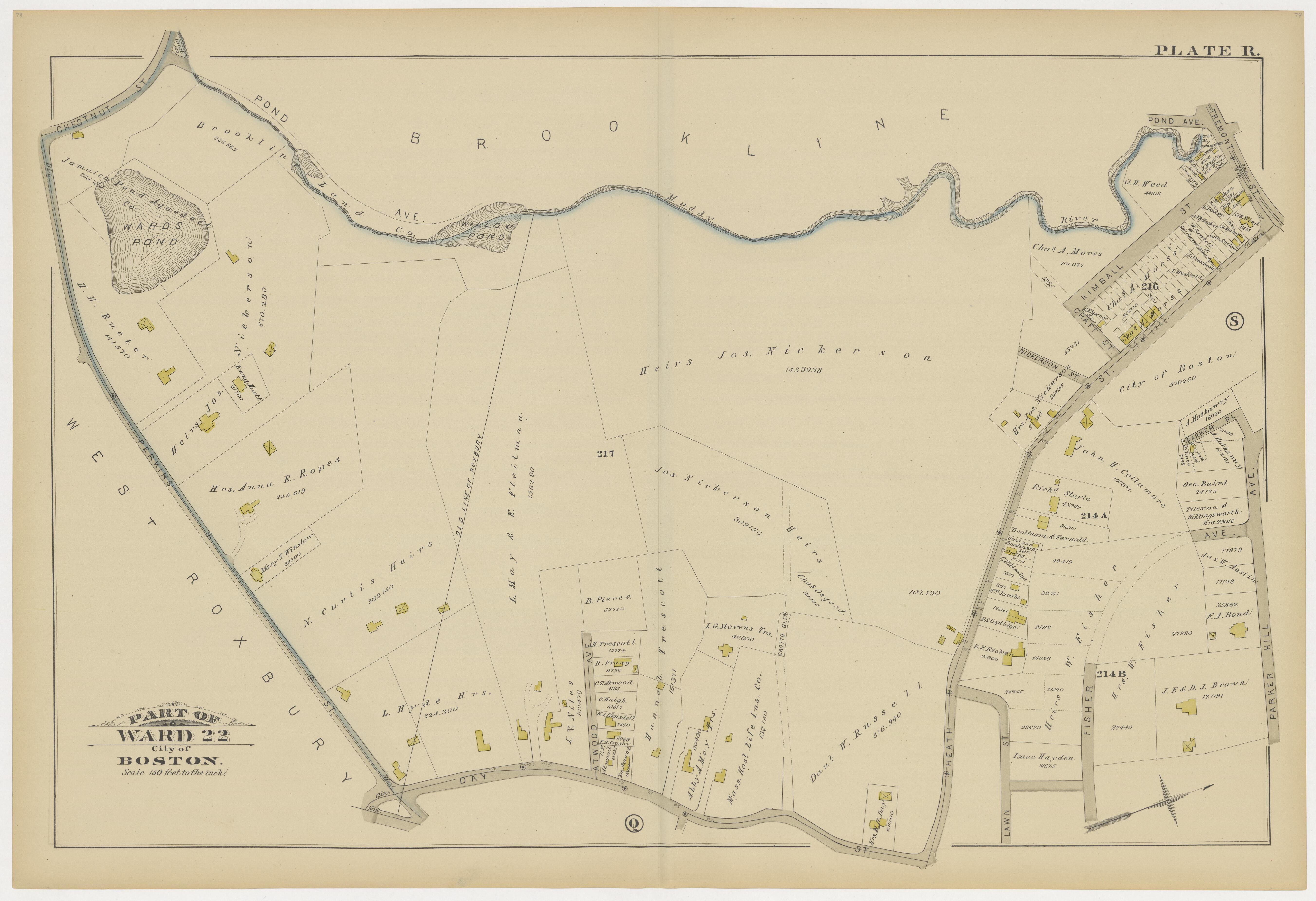 This old map of Boston, Brighton, Charlestown, Dorchester, Massachusetts, Roxbury, , West Roxbury was created by G.W. Bromley &amp; Co in 1883