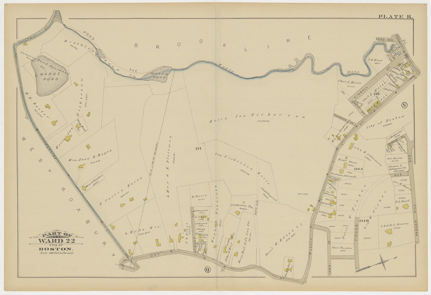 This old map of Boston, Brighton, Charlestown, Dorchester, Massachusetts, Roxbury, , West Roxbury was created by G.W. Bromley &amp; Co in 1883