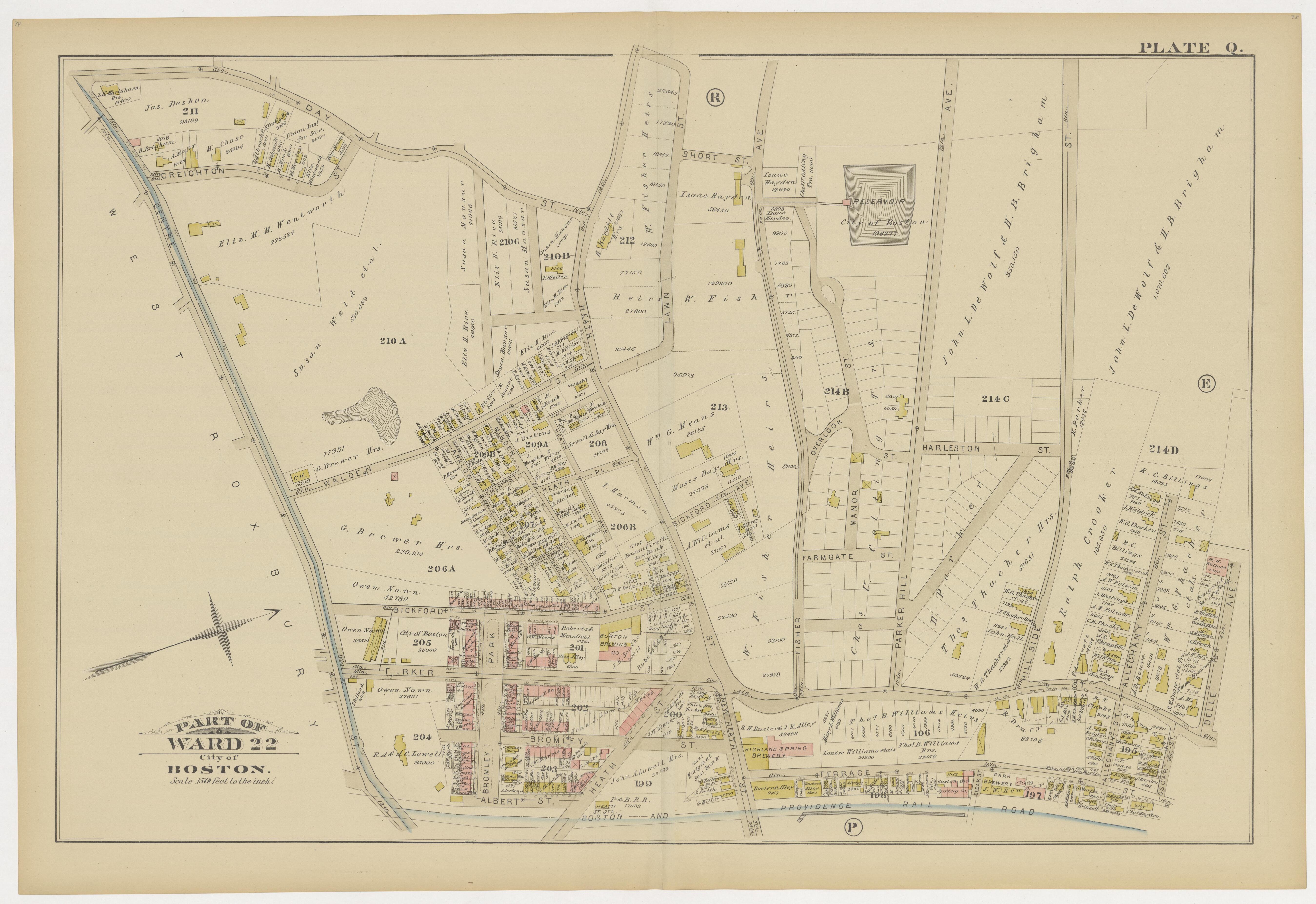 This old map of Boston, Brighton, Charlestown, Dorchester, Massachusetts, Roxbury, , West Roxbury was created by G.W. Bromley &amp; Co in 1883