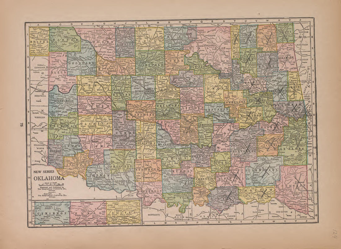 Oklahoma from Atlas of Plymouth County, Iowa : Containing Maps of Townships of the County, Maps of State, United States and World : Farmers Directory 1921 by Relic Map Company