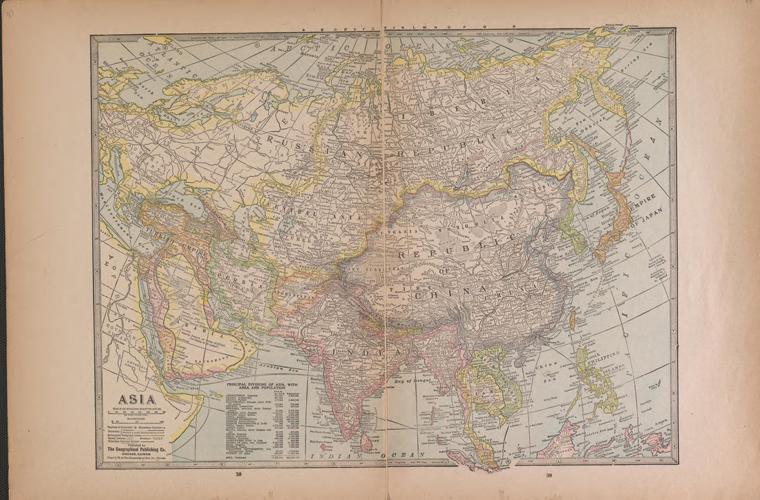 Asia from Atlas of Plymouth County, Iowa : Containing Maps of Townships of the County, Maps of State, United States and World : Farmers Directory 1921 by Relic Map Company